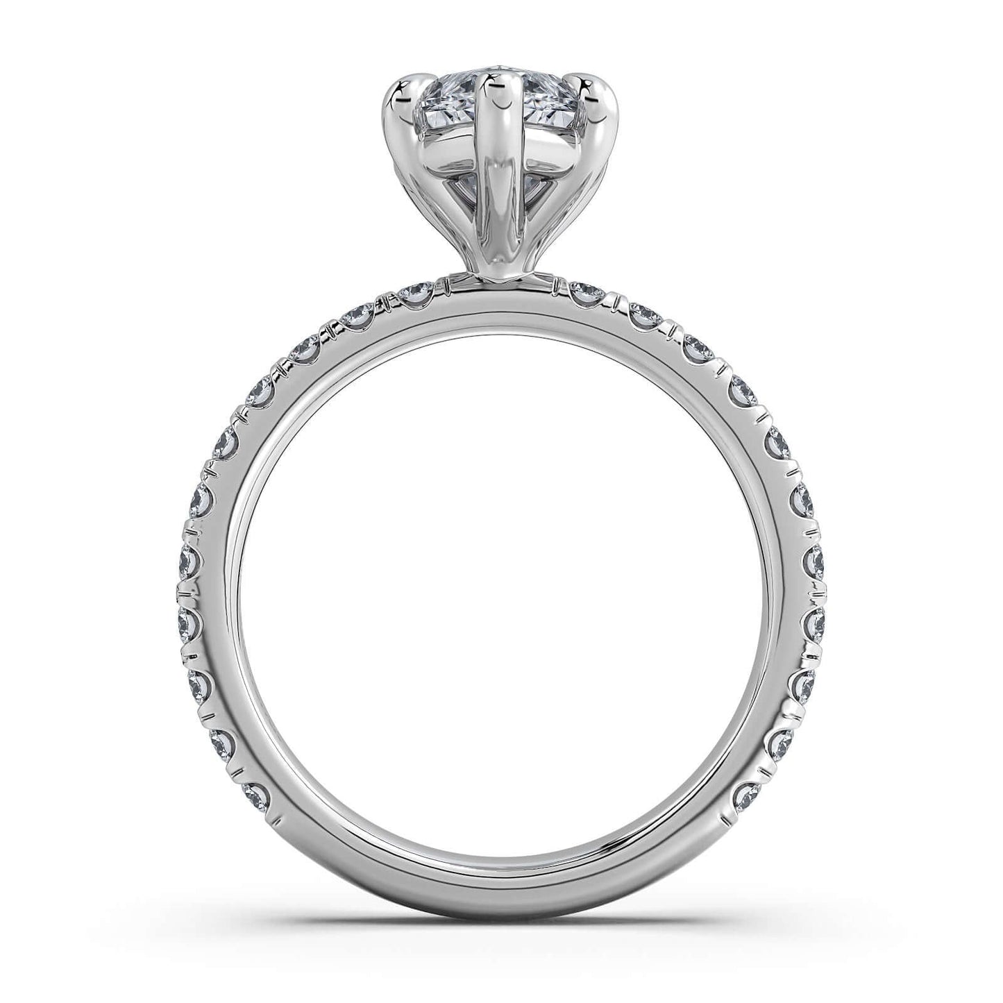 White Gold Marquise Diamond Engagement Ring with Pave Band | Waco Diamonds Is Located In Waco, TX | Central Texas' #1 Engagement Ring Store With Lifetime Warranty