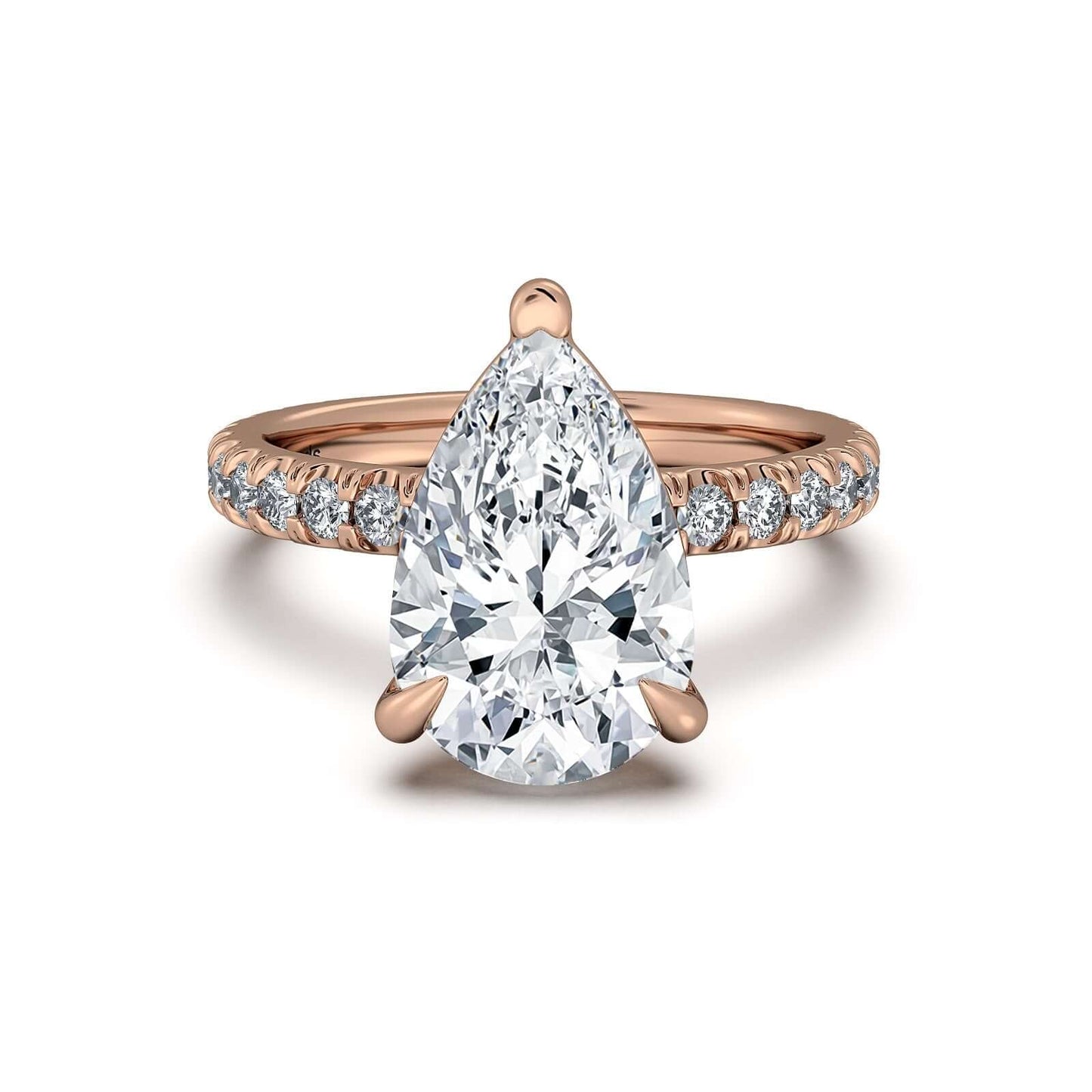 Rose Gold Pear Diamond Engagement Ring with Pave Band | Waco Diamonds Is Located In Waco, TX | Central Texas' #1 Engagement Ring Store With Lifetime Warranty