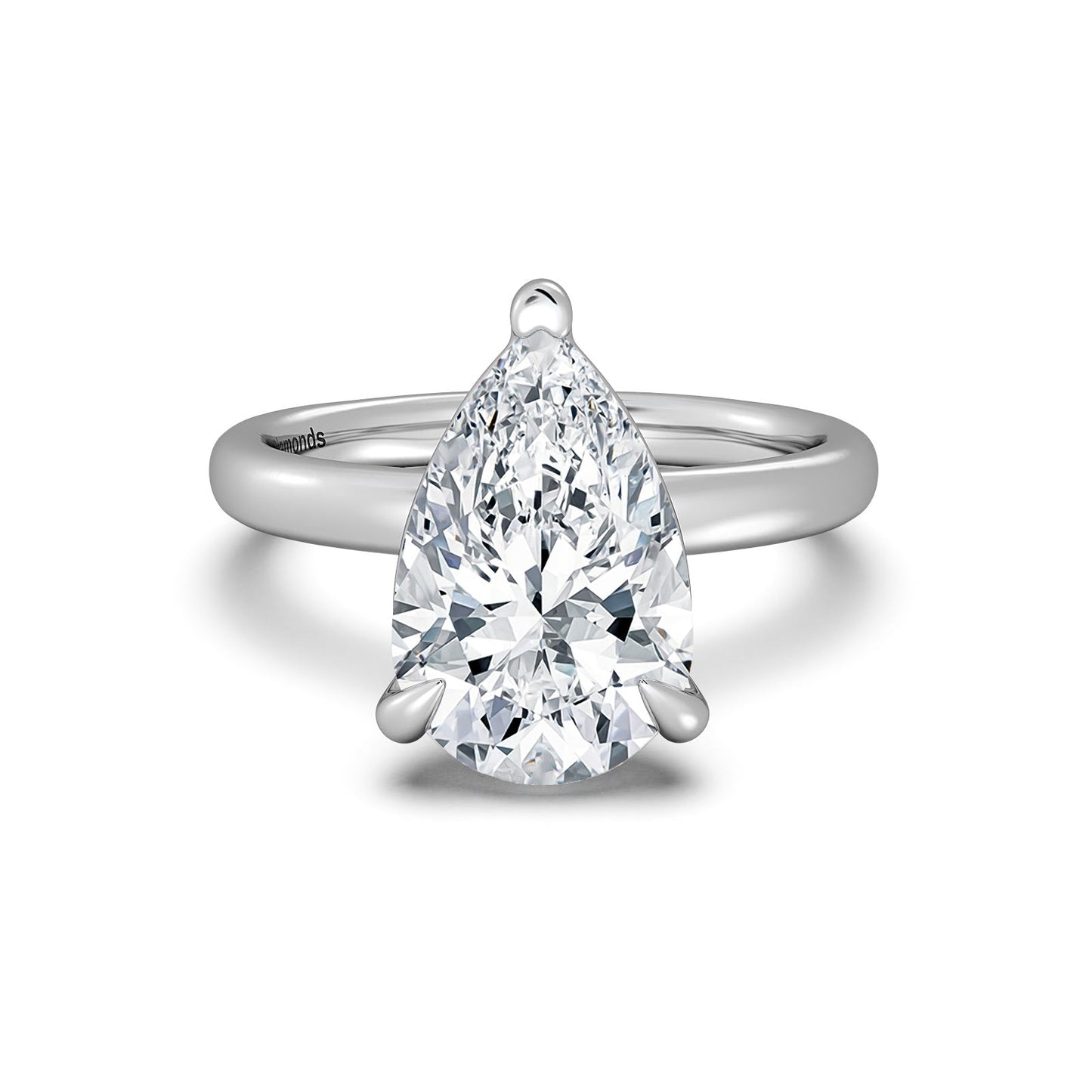 White Gold Pear Diamond Engagement Ring with Solitaire Band | Waco Diamonds Is Located In Waco, TX | Central Texas' #1 Engagement Ring Store With Lifetime Warranty