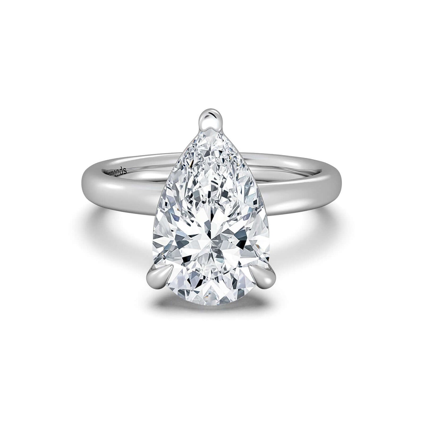 White Gold Pear Diamond Engagement Ring with Solitaire Band | Waco Diamonds Is Located In Waco, TX | Central Texas' #1 Engagement Ring Store With Lifetime Warranty