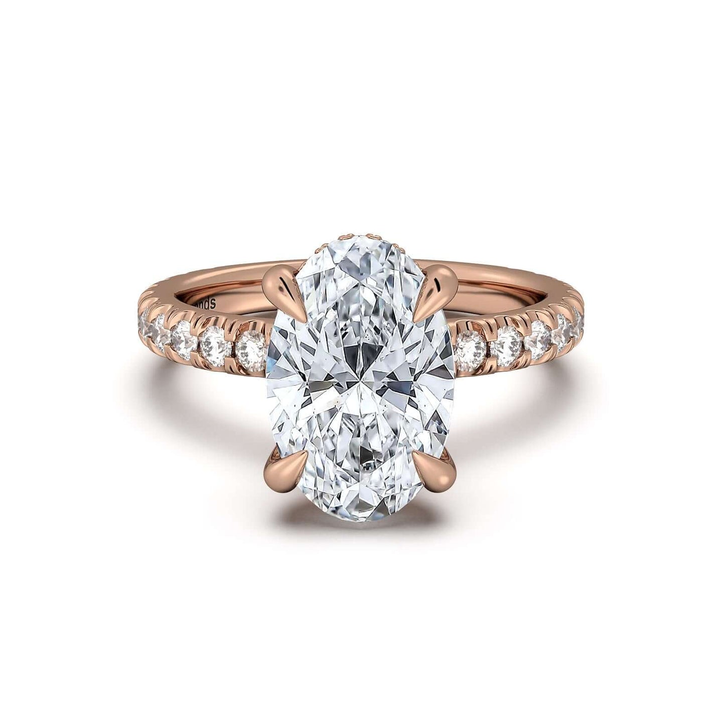 Rose Gold Oval Diamond Engagement Ring with Pave Band | Waco Diamonds Is Located In Waco, TX | Central Texas' #1 Engagement Ring Store With Lifetime Warranty