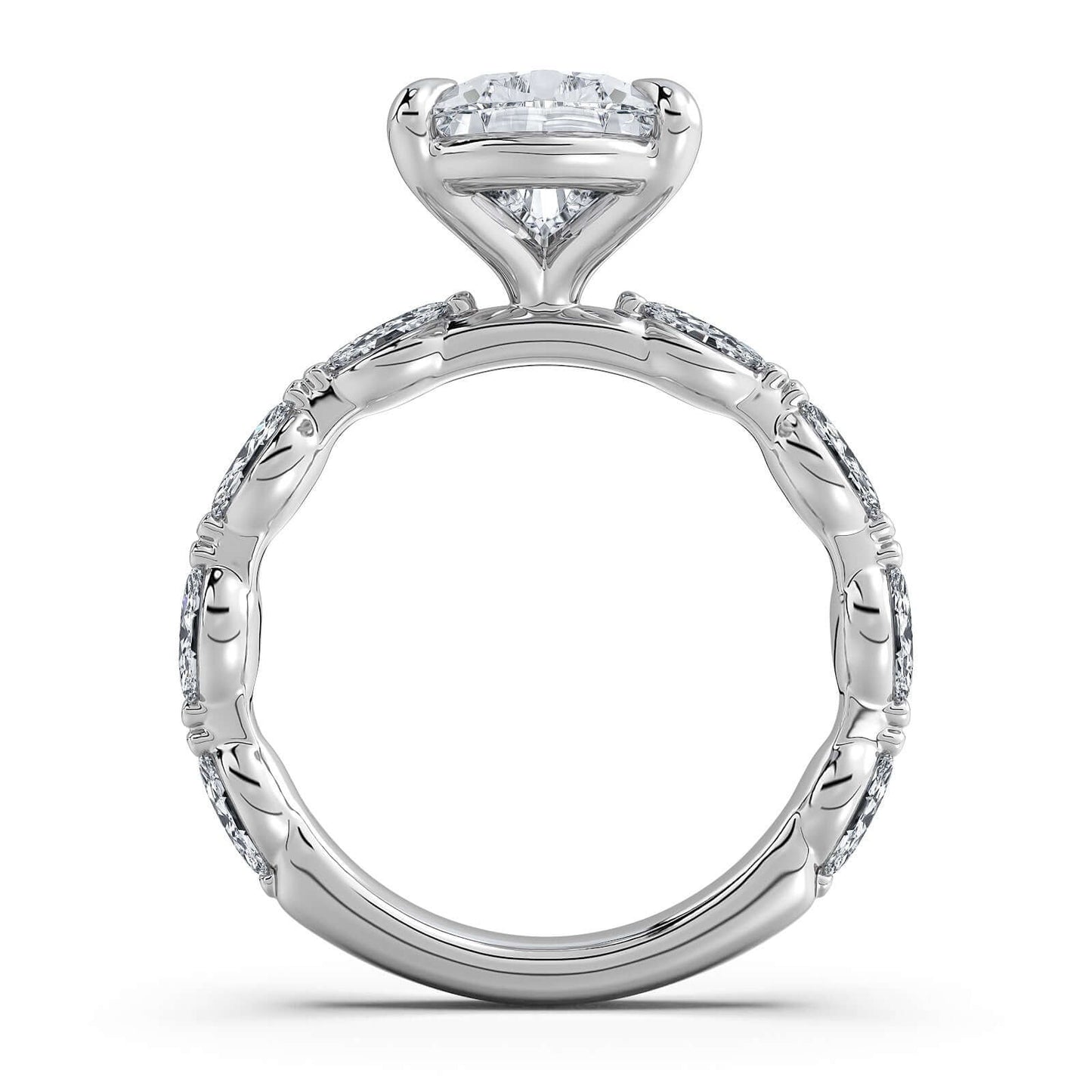 White Gold Pear Diamond Engagement Ring with Marquise Side Stone Band | Waco Diamonds Is Located In Waco, TX | Central Texas' #1 Engagement Ring Store With Lifetime Warranty