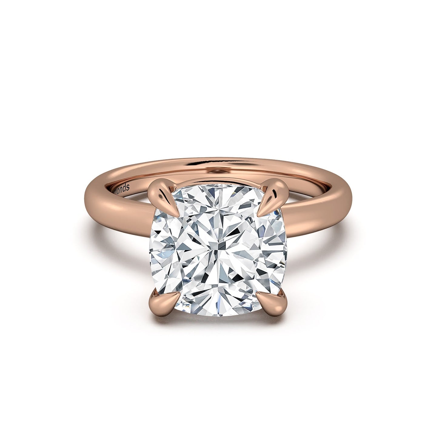 Rose Gold Cushion Diamond Engagement Ring with Solitaire Band | Waco Diamonds Is Located In Waco, TX | Central Texas' #1 Engagement Ring Store With Lifetime Warranty