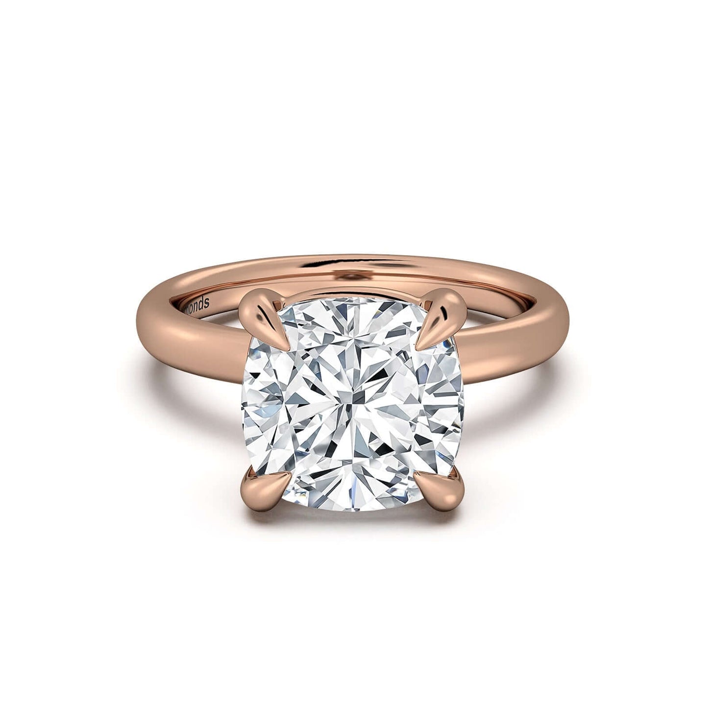 Rose Gold Cushion Diamond Engagement Ring with Solitaire Band | Waco Diamonds Is Located In Waco, TX | Central Texas' #1 Engagement Ring Store With Lifetime Warranty