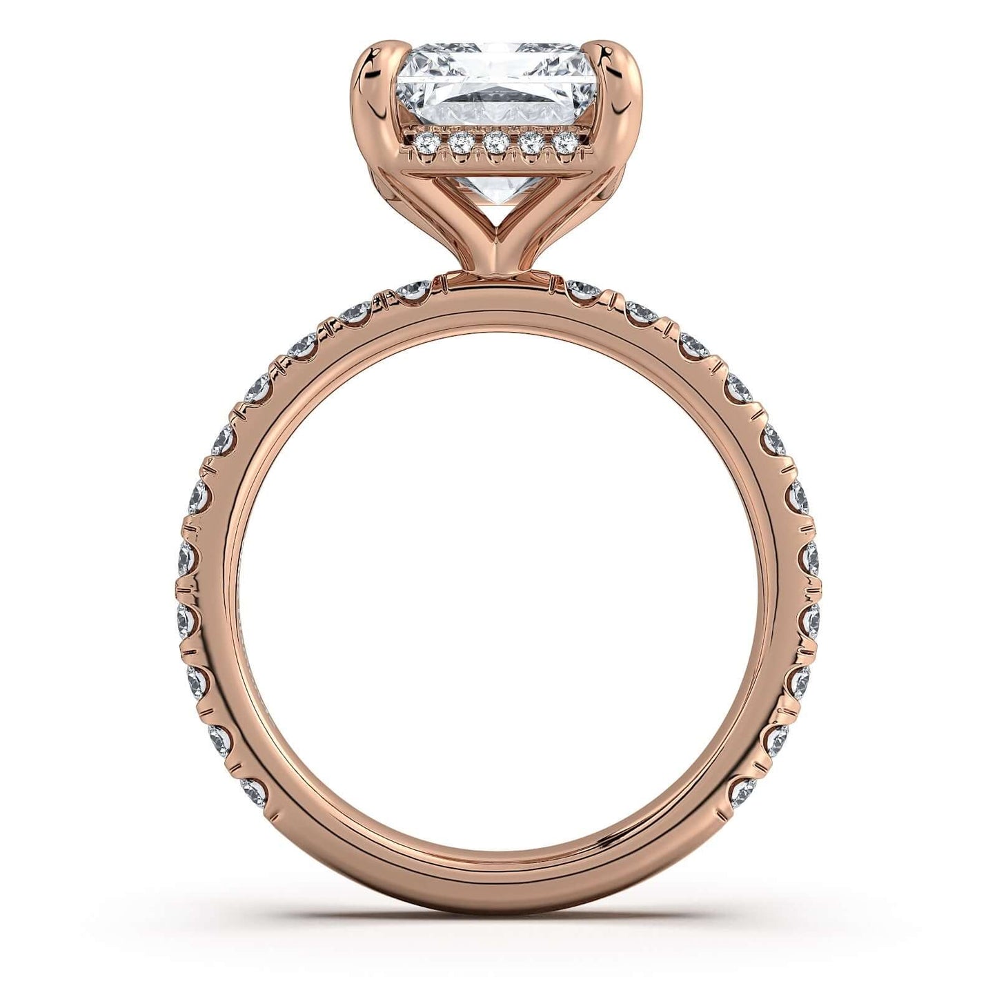 Rose Gold Radiant Diamond Engagement Ring with Pave Band | Waco Diamonds Is Located In Waco, TX | Central Texas' #1 Engagement Ring Store With Lifetime Warranty
