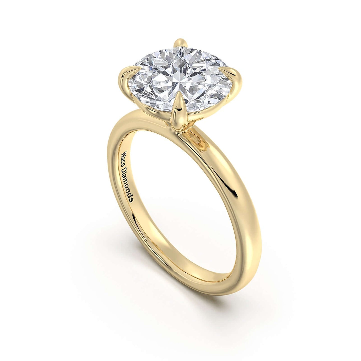 Yellow Gold Round Diamond Engagement Ring with Solitaire Band | Waco Diamonds Is Located In Waco, TX | Central Texas' #1 Engagement Ring Store With Lifetime Warranty