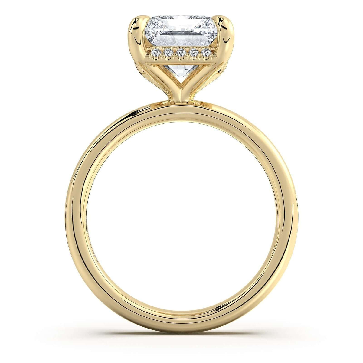 Yellow Gold Radiant Diamond Engagement Ring with Solitaire Band Profile View | Waco Diamonds Is Located In Waco, TX | Central Texas' #1 Engagement Ring Store With Lifetime Warranty