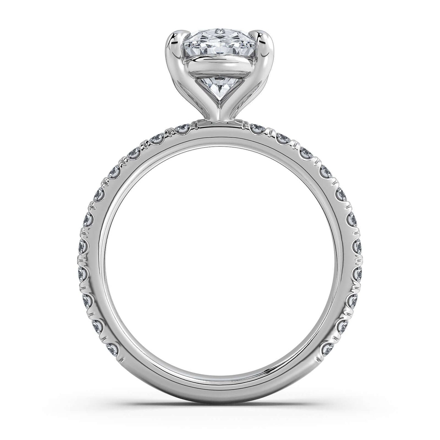 White Gold Oval Diamond Engagement Ring with Pave Band | Waco Diamonds Is Located In Waco, TX | Central Texas' #1 Engagement Ring Store With Lifetime Warranty