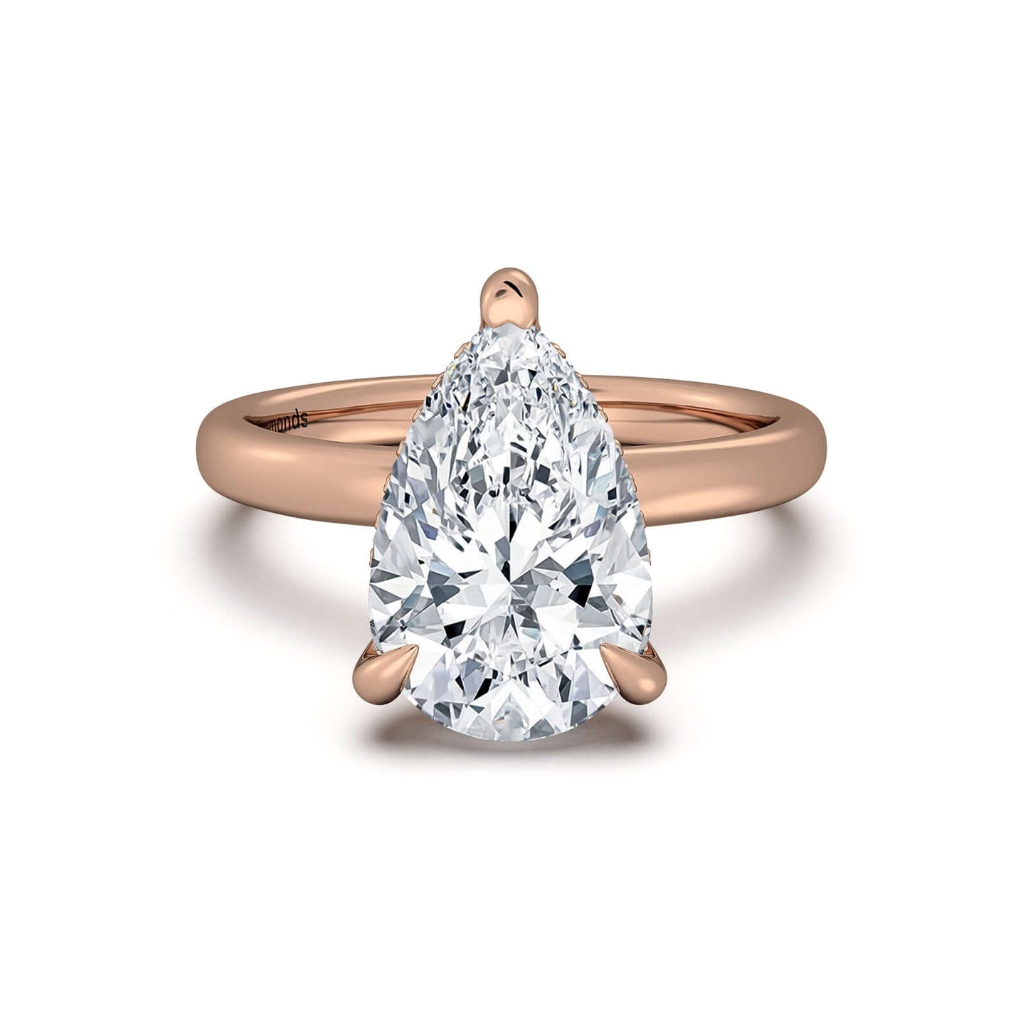 Rose Gold Pear Diamond Engagement Ring with Solitaire Band | Waco Diamonds Is Located In Waco, TX | Central Texas' #1 Engagement Ring Store With Lifetime Warranty