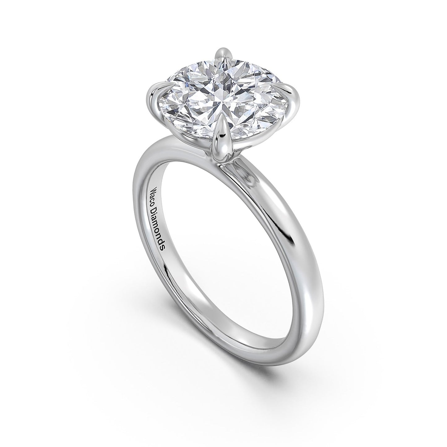 White Gold Round Diamond Engagement Ring with Solitaire Band | Waco Diamonds Is Located In Waco, TX | Central Texas' #1 Engagement Ring Store With Lifetime Warranty