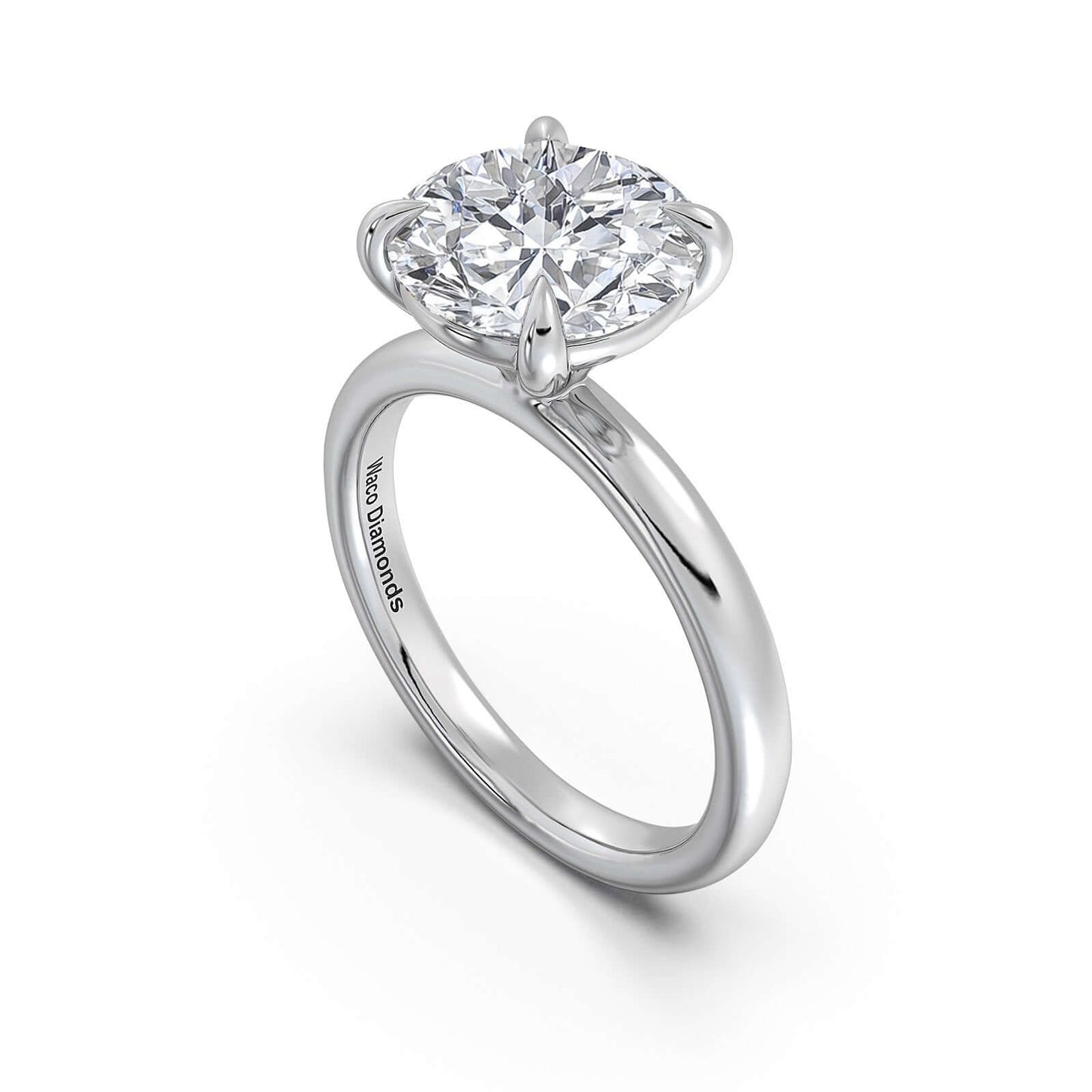 White Gold Round Diamond Engagement Ring with Solitaire Band | Waco Diamonds Is Located In Waco, TX | Central Texas' #1 Engagement Ring Store With Lifetime Warranty