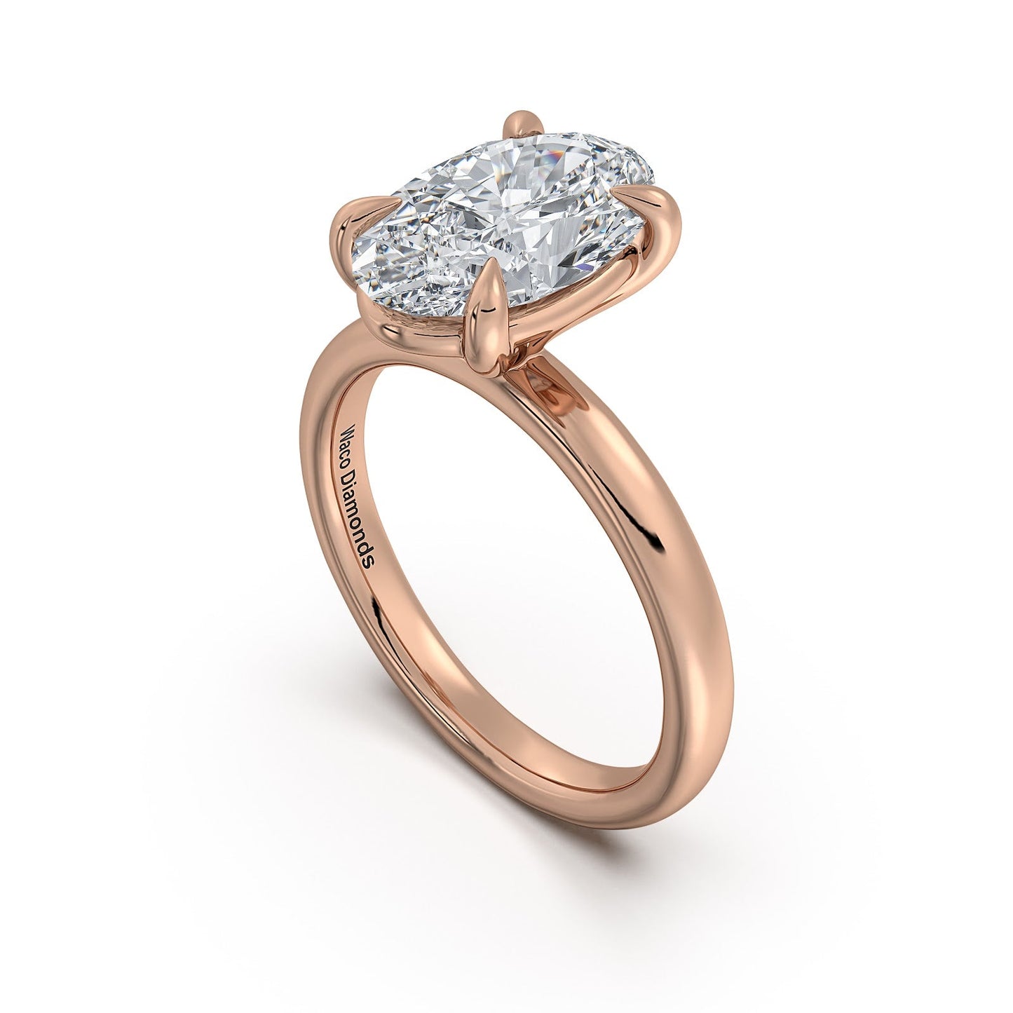 Rose Gold Oval Diamond Engagement Ring with Solitaire Band Side Profile | Waco Diamonds Is Located In Waco, TX | Central Texas' #1 Engagement Ring Store With Lifetime Warranty