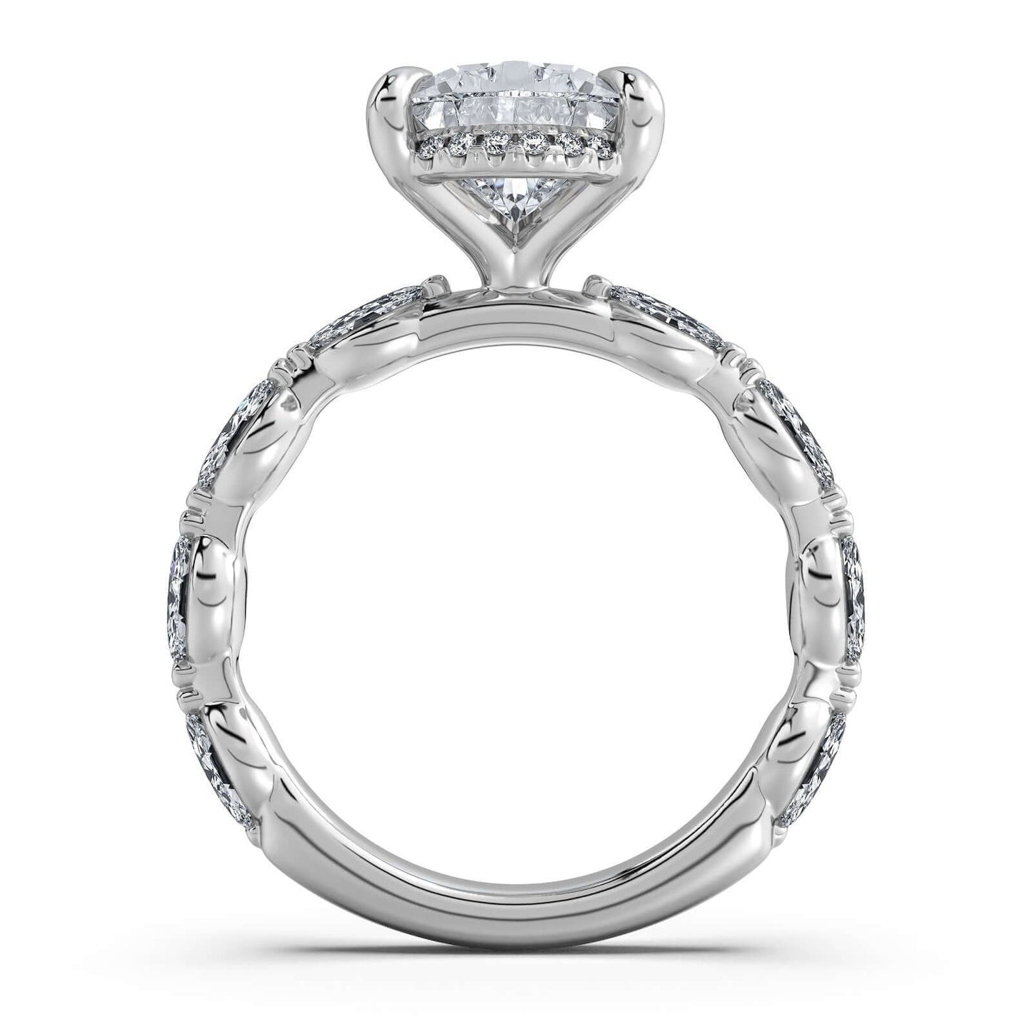 White Gold Pear Diamond Engagement Ring with Marquise Side Stone Band | Waco Diamonds Is Located In Waco, TX | Central Texas' #1 Engagement Ring Store With Lifetime Warranty