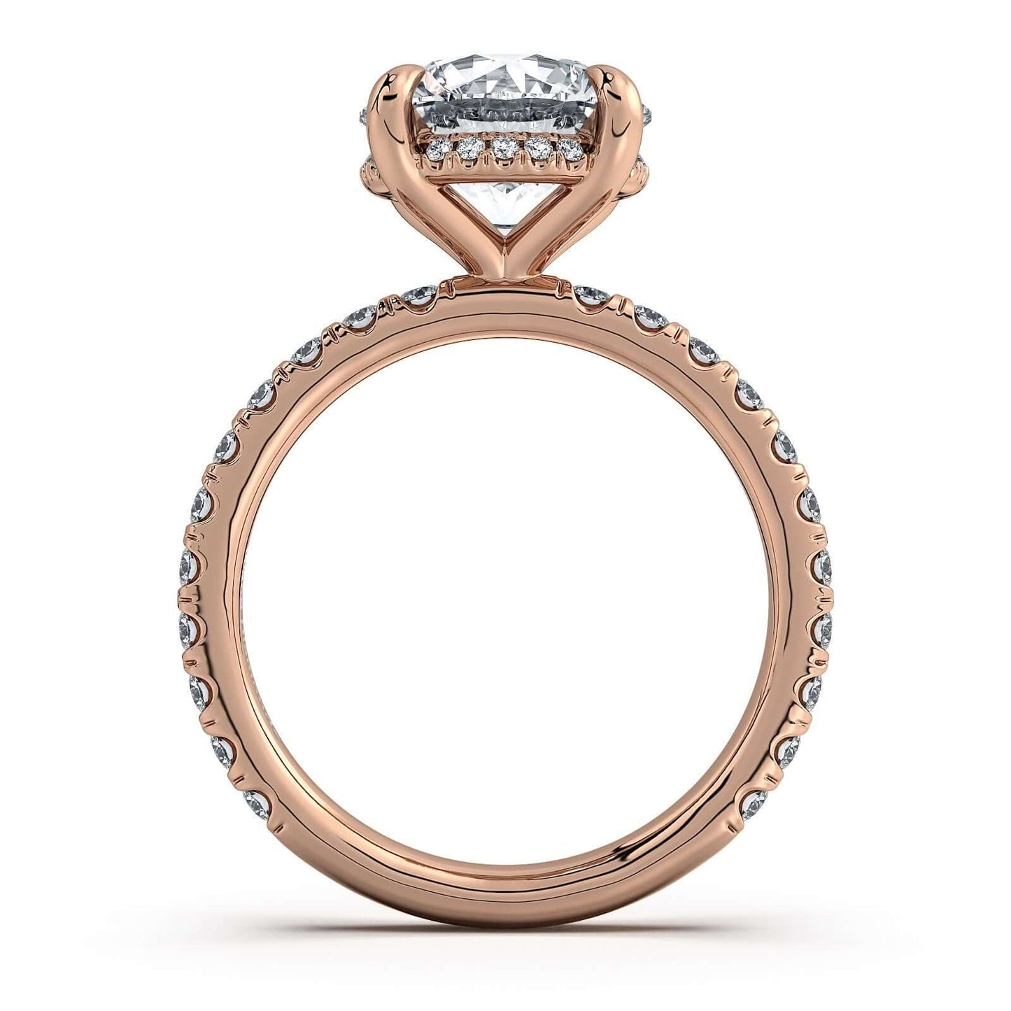 Rose Gold Round Diamond Engagement Ring with Pave Band | Waco Diamonds Is Located In Waco, TX | Central Texas' #1 Engagement Ring Store With Lifetime Warranty