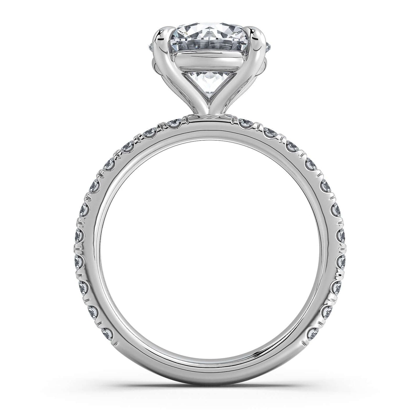 White Gold Round Diamond Engagement Ring with Pave Band | Waco Diamonds Is Located In Waco, TX | Central Texas' #1 Engagement Ring Store With Lifetime Warranty