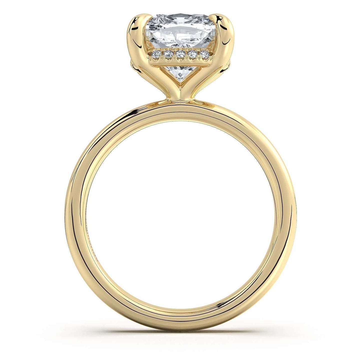 Yellow Gold Cushion Diamond Engagement Ring with Solitaire Band | Waco Diamonds Is Located In Waco, TX | Central Texas' #1 Engagement Ring Store With Lifetime Warranty