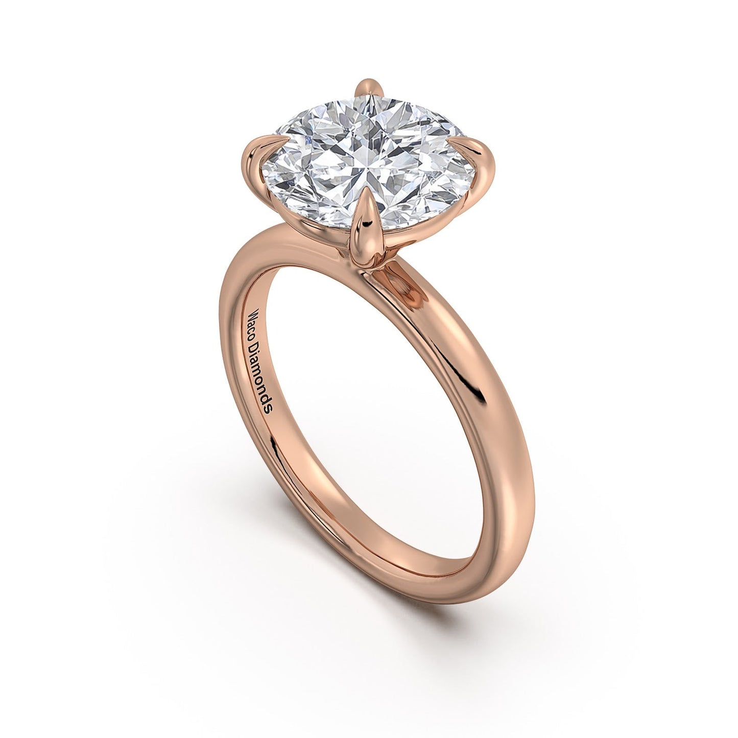 Rose Gold Round Diamond Engagement Ring with Solitaire Band | Waco Diamonds Is Located In Waco, TX | Central Texas' #1 Engagement Ring Store With Lifetime Warranty