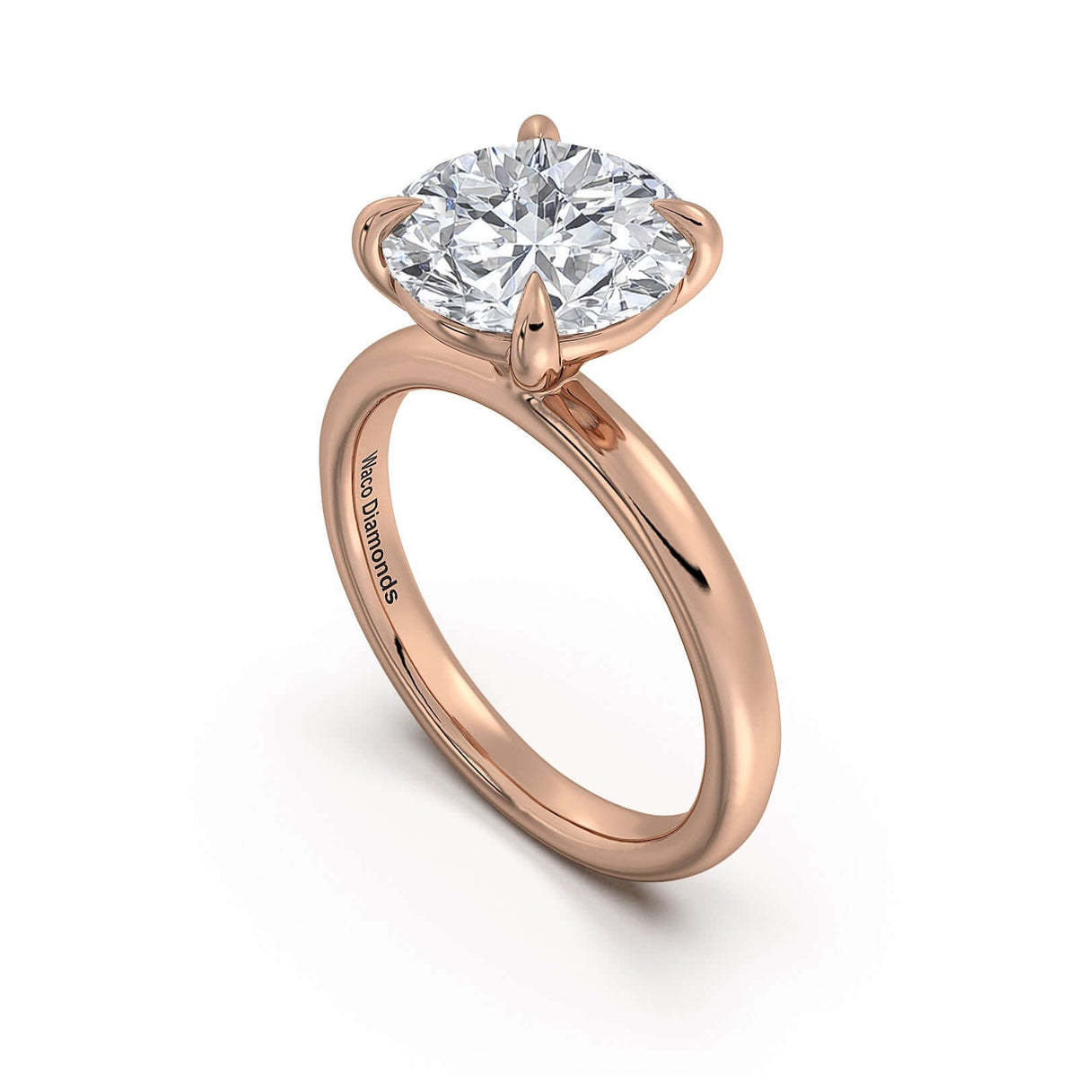 Rose Gold Round Diamond Engagement Ring with Solitaire Band Side Profile | Waco Diamonds Is Located In Waco, TX | Central Texas' #1 Engagement Ring Store With Lifetime Warranty