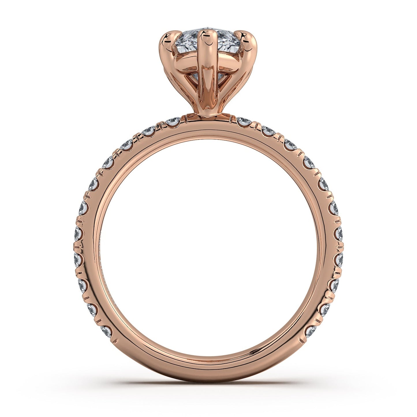 Rose Gold Marquise Diamond Engagement Ring with Pave Band | Waco Diamonds Is Located In Waco, TX | Central Texas' #1 Engagement Ring Store With Lifetime Warranty
