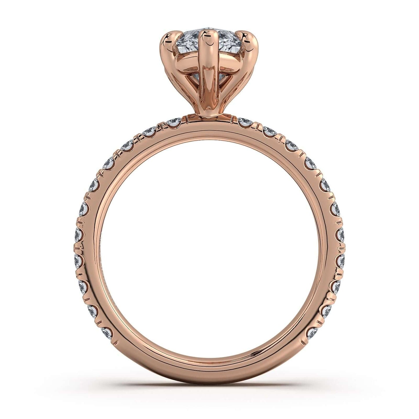 Rose Gold Marquise Diamond Engagement Ring with Pave Band | Waco Diamonds Is Located In Waco, TX | Central Texas' #1 Engagement Ring Store With Lifetime Warranty