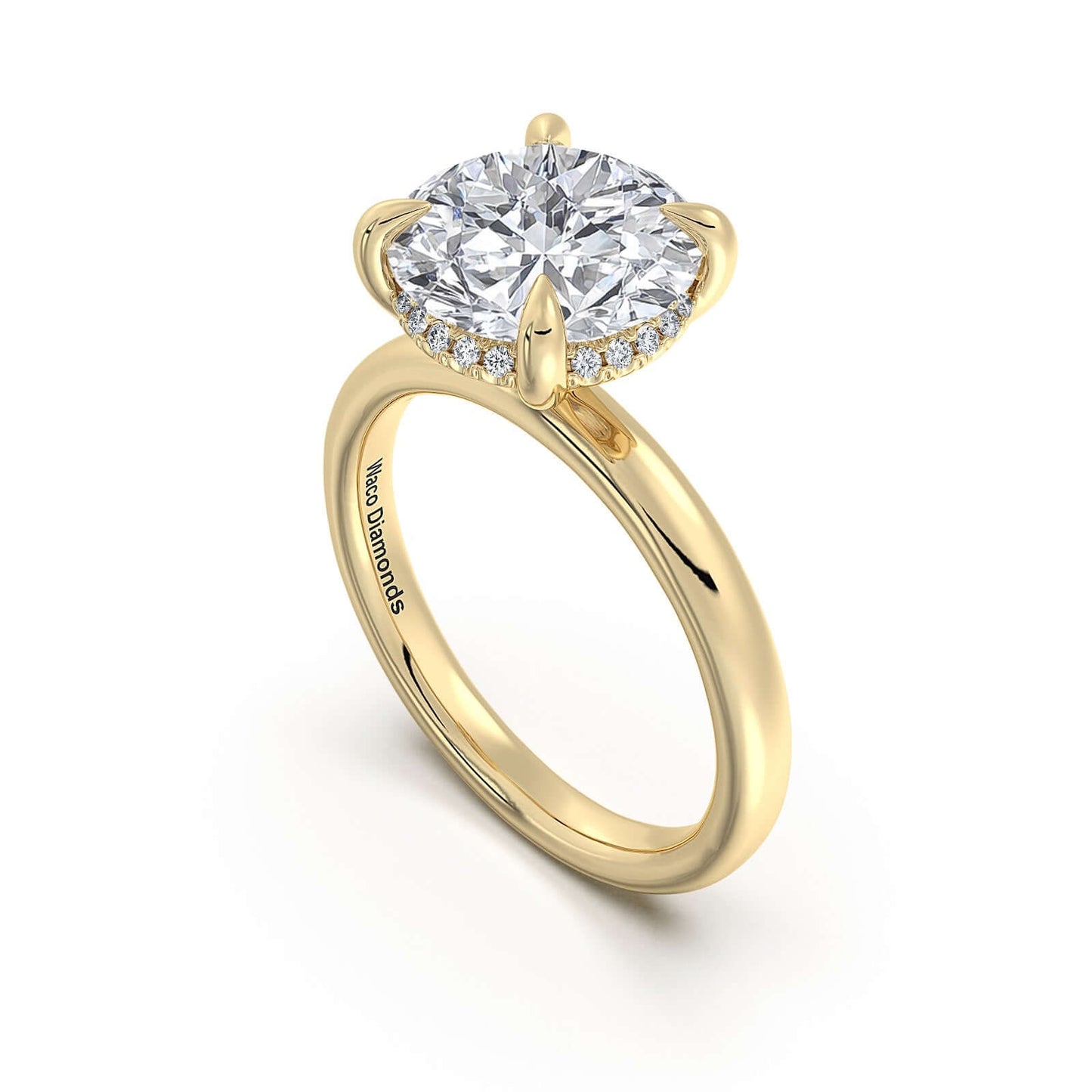 Yellow Gold Round Diamond Engagement Ring with Solitaire Band | Waco Diamonds Is Located In Waco, TX | Central Texas' #1 Engagement Ring Store With Lifetime Warranty