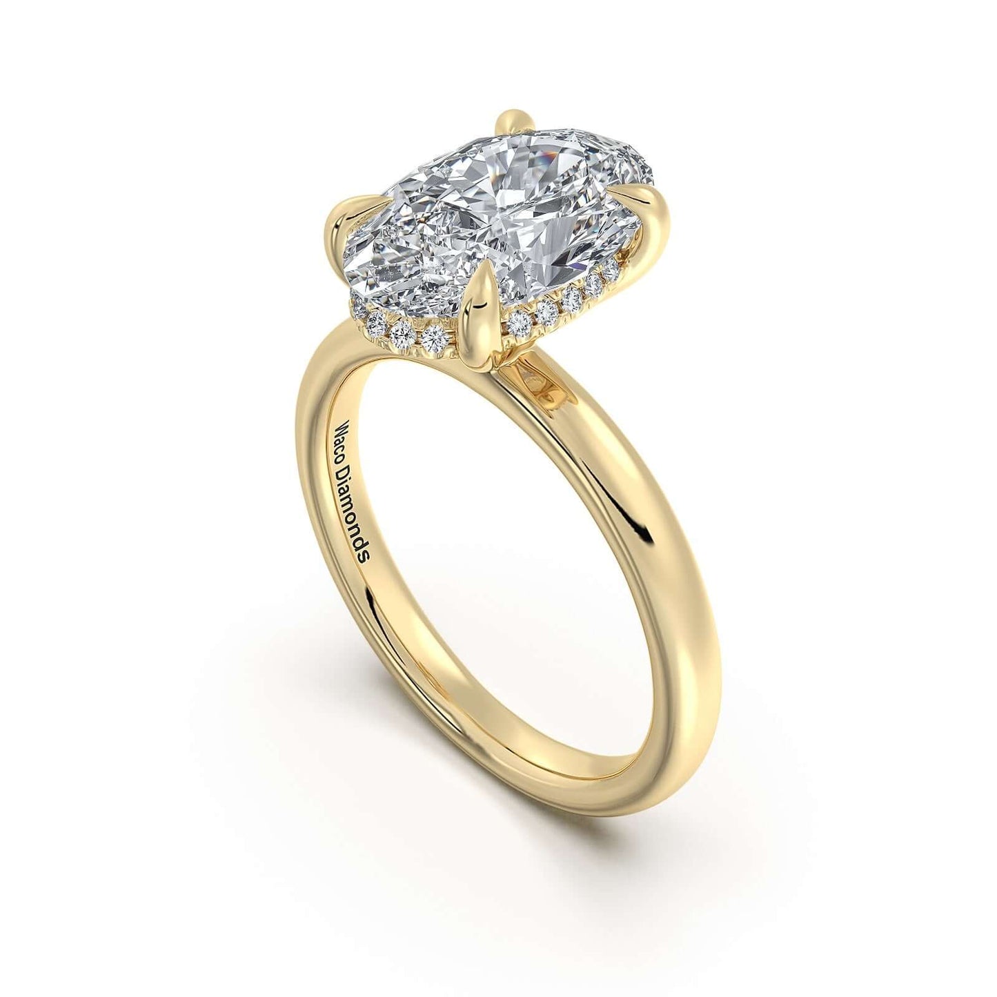 Yellow Gold Oval Diamond Engagement Ring with Solitaire Band | Waco Diamonds Is Located In Waco, TX | Central Texas' #1 Engagement Ring Store With Lifetime Warranty