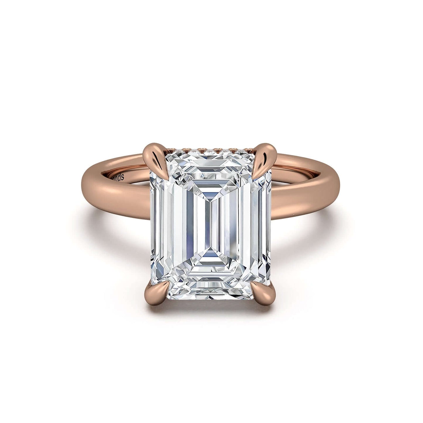 Rose Gold Emerald Diamond Engagement Ring with Solitaire Band | Waco Diamonds Is Located In Waco, TX | Central Texas' #1 Engagement Ring Store With Lifetime Warranty
