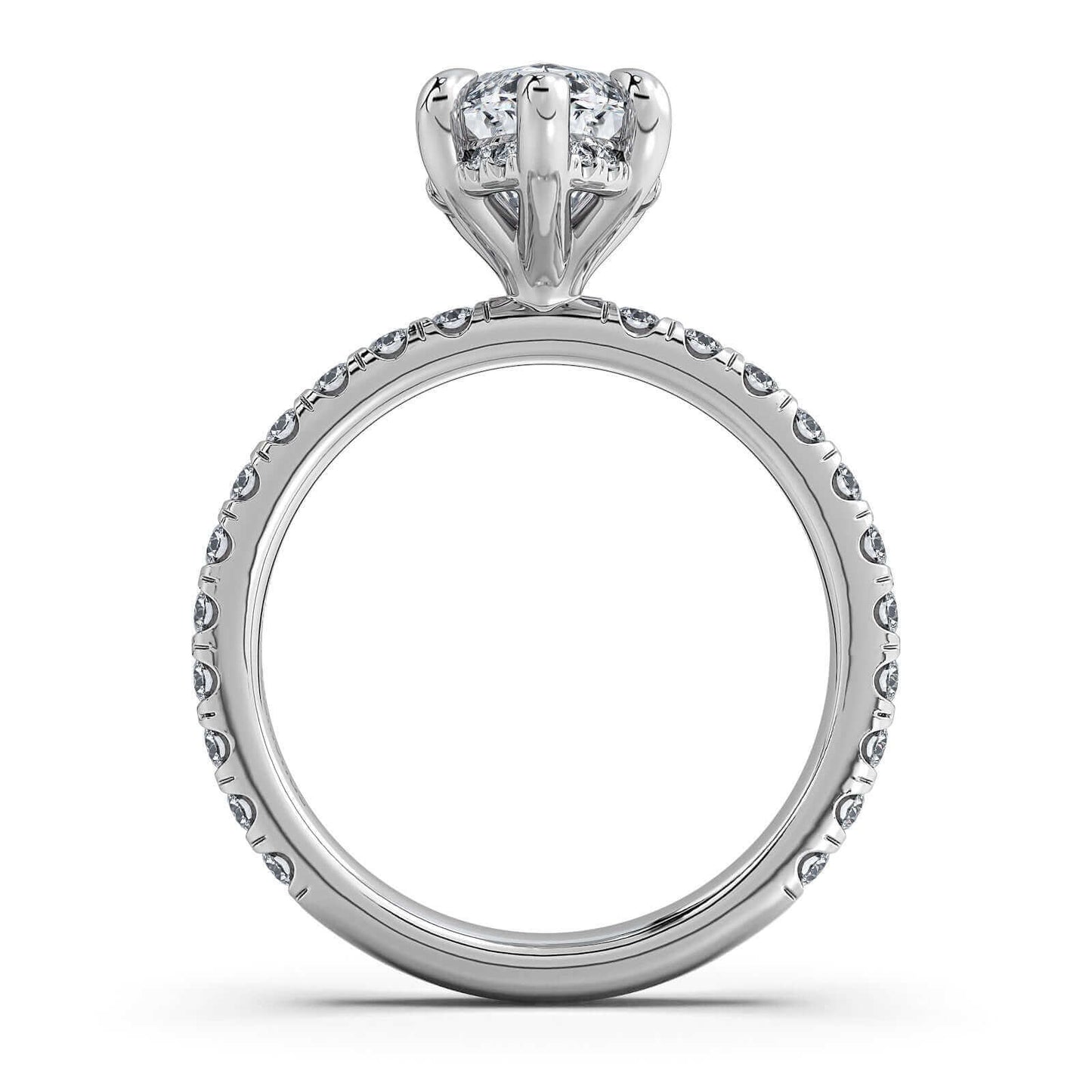 White Gold Marquise Diamond Engagement Ring with Pave Band | Waco Diamonds Is Located In Waco, TX | Central Texas' #1 Engagement Ring Store With Lifetime Warranty