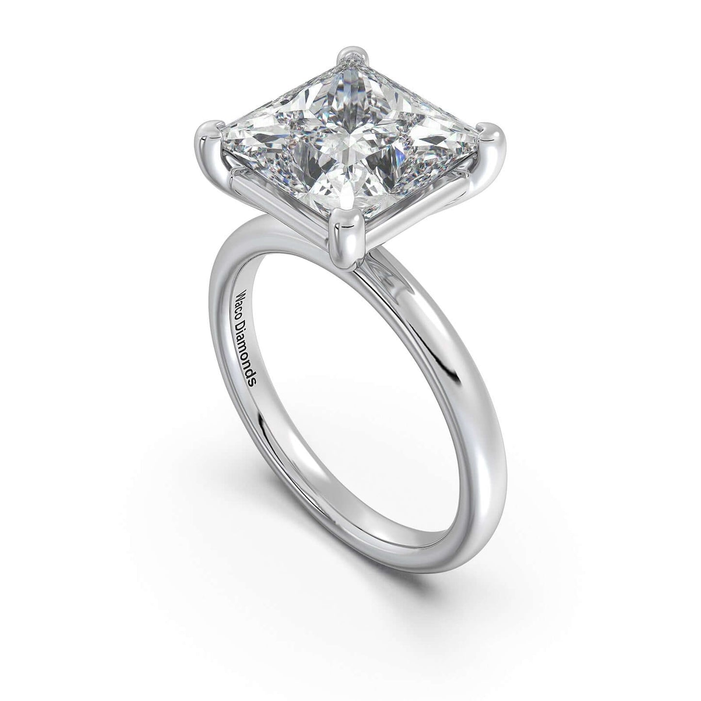 White Gold Princess Diamond Engagement Ring with Solitaire Band | Waco Diamonds Is Located In Waco, TX | Central Texas' #1 Engagement Ring Store With Lifetime Warranty