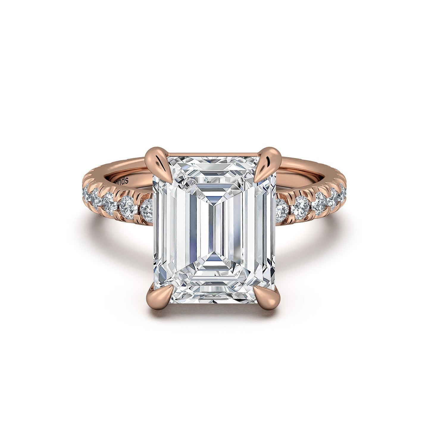 Rose Gold Radiant Diamond Engagement Ring with Pave Band | Waco Diamonds Is Located In Waco, TX | Central Texas' #1 Engagement Ring Store With Lifetime Warranty