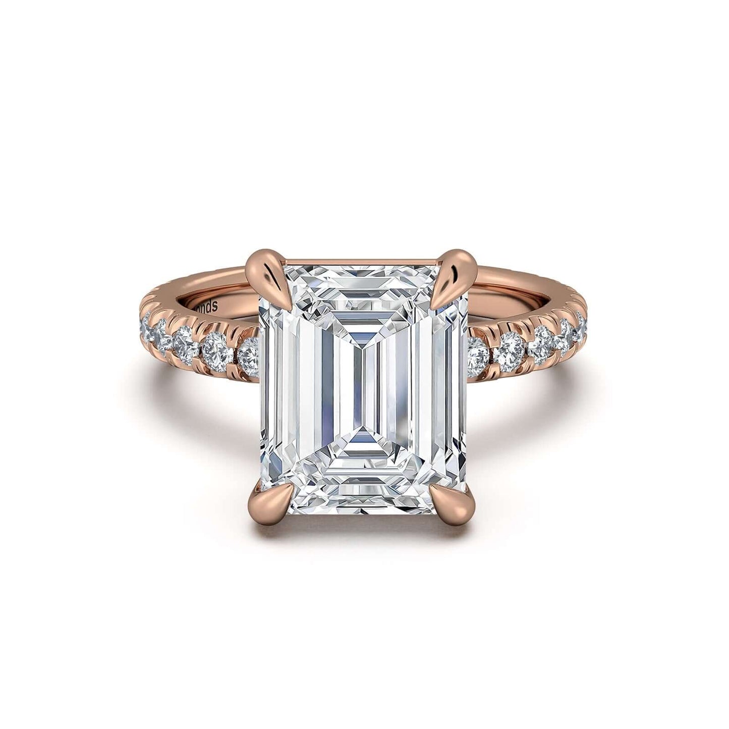 Rose Gold Radiant Diamond Engagement Ring with Pave Band | Waco Diamonds Is Located In Waco, TX | Central Texas' #1 Engagement Ring Store With Lifetime Warranty