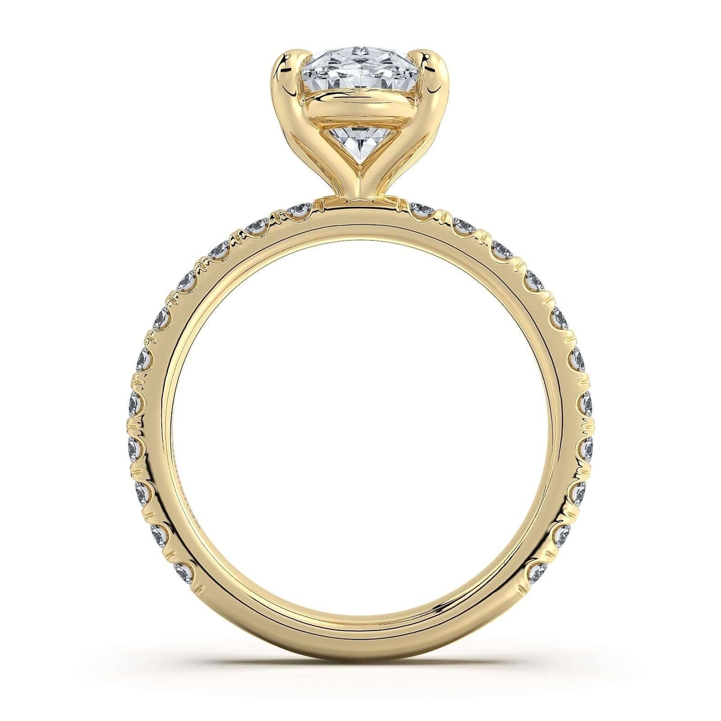 Yellow Gold Oval Diamond Engagement Ring with Pave Band | Waco Diamonds Is Located In Waco, TX | Central Texas' #1 Engagement Ring Store With Lifetime Warranty