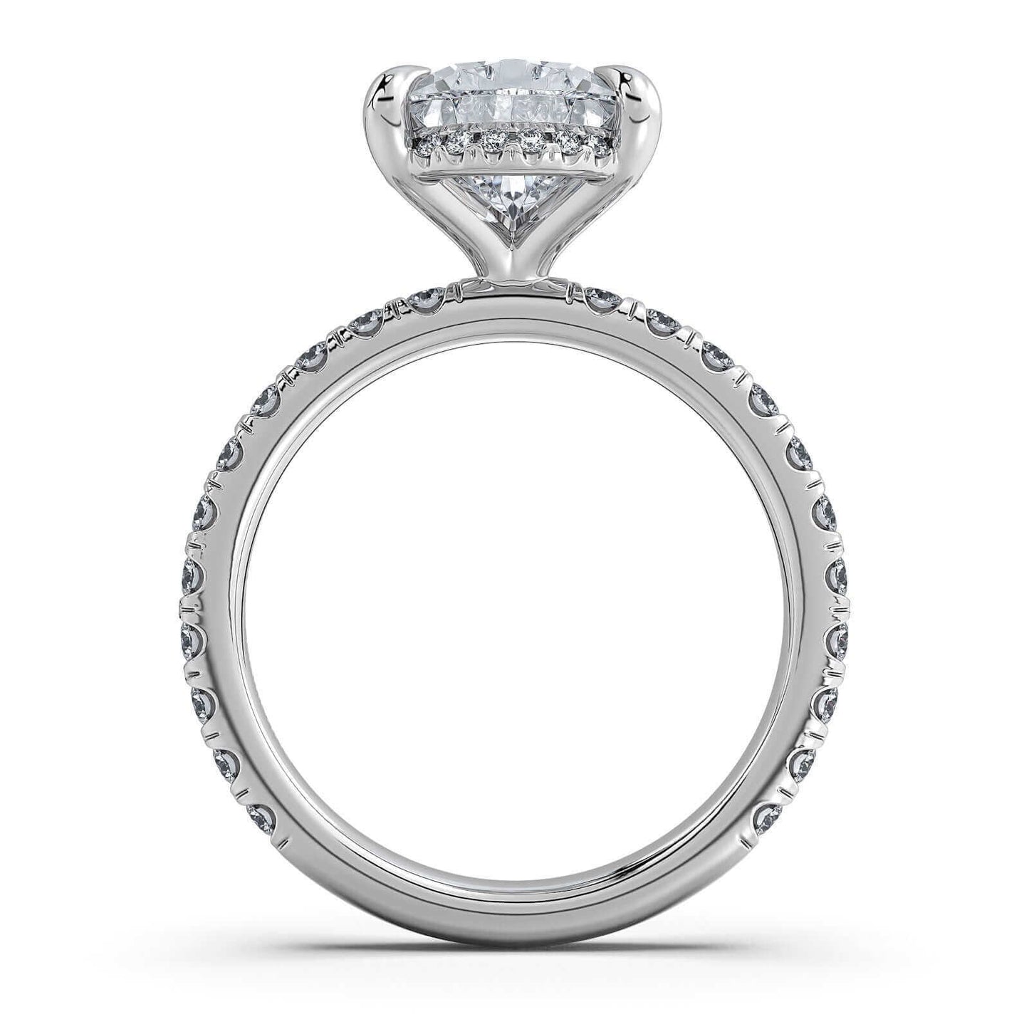 White Gold Pear Diamond Engagement Ring with Pave Band With Hidden Halo | Waco Diamonds Is Located In Waco, TX | Central Texas' #1 Engagement Ring Store With Lifetime Warranty