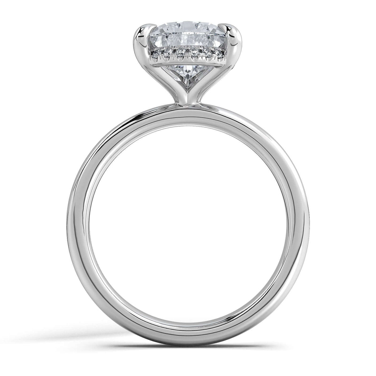 White Gold Pear Diamond Engagement Ring with Solitaire Band Profile View | Waco Diamonds Is Located In Waco, TX | Central Texas' #1 Engagement Ring Store With Lifetime Warranty