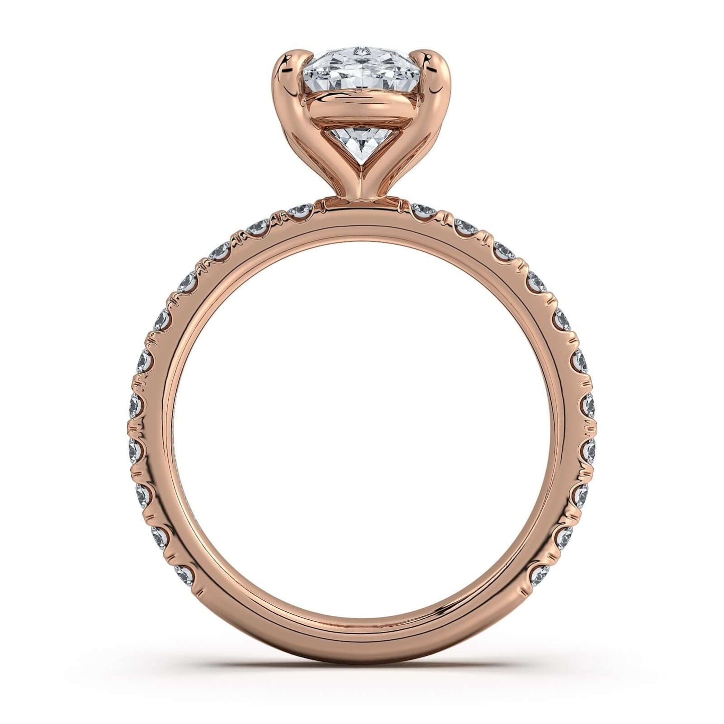 Rose Gold Oval Diamond Engagement Ring with Pave Band | Waco Diamonds Is Located In Waco, TX | Central Texas' #1 Engagement Ring Store With Lifetime Warranty