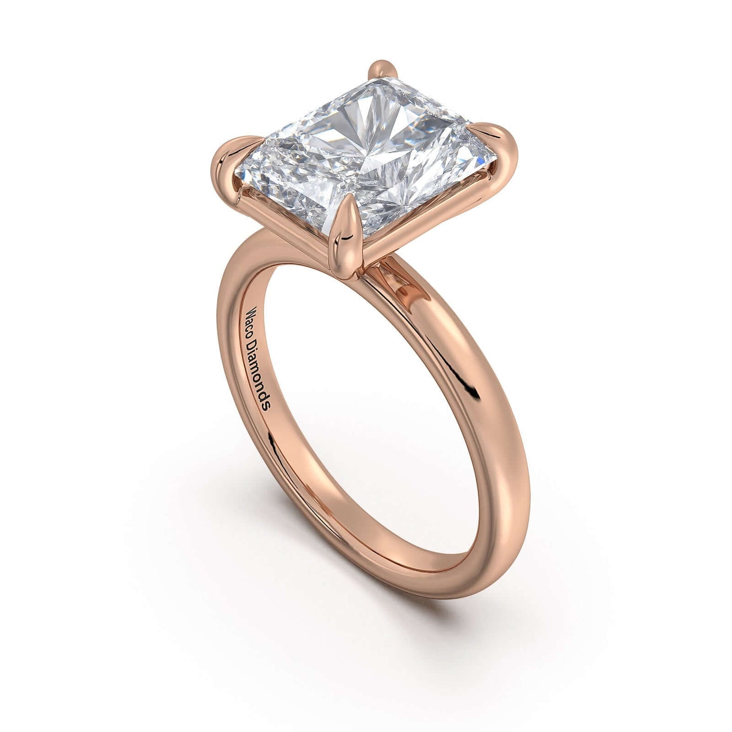 Rose Gold Radiant Diamond Engagement Ring with Solitaire Band | Waco Diamonds Is Located In Waco, TX | Central Texas' #1 Engagement Ring Store With Lifetime Warranty