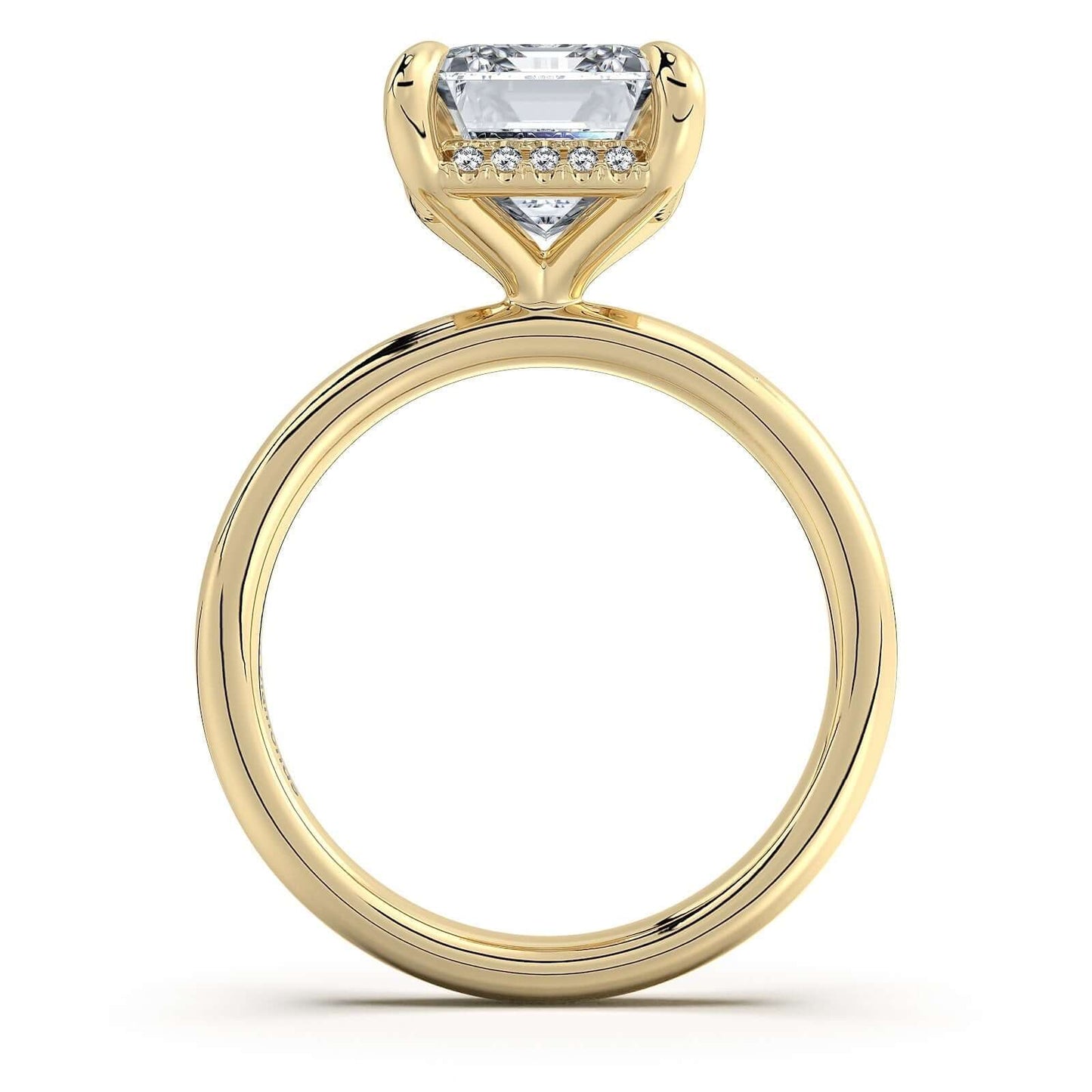 Yellow Gold Emerald Diamond Engagement Ring with Solitaire Band | Waco Diamonds Is Located In Waco, TX | Central Texas' #1 Engagement Ring Store With Lifetime Warranty