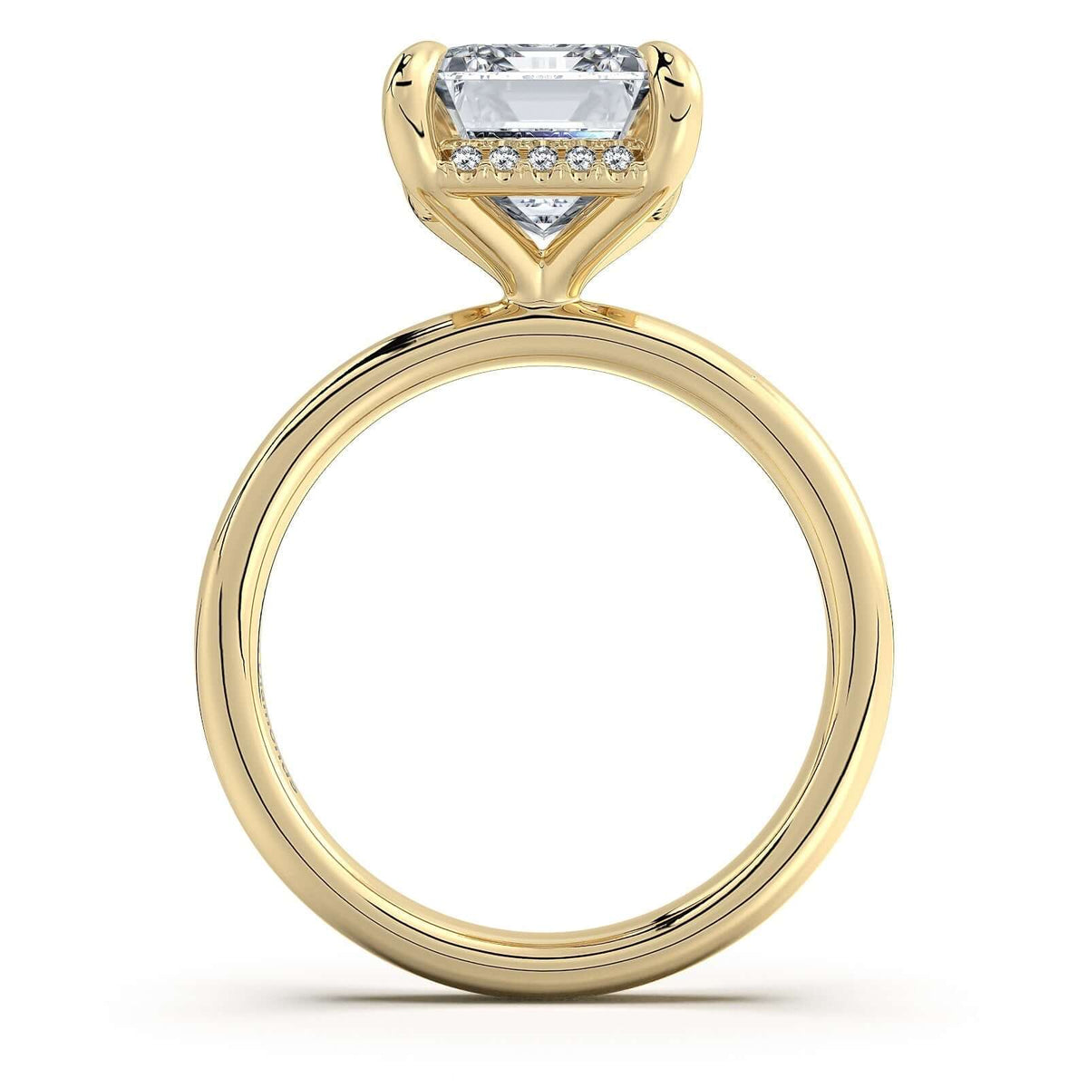 Yellow Gold Emerald Diamond Engagement Ring with Solitaire Band Profile View | Waco Diamonds Is Located In Waco, TX | Central Texas' #1 Engagement Ring Store With Lifetime Warranty