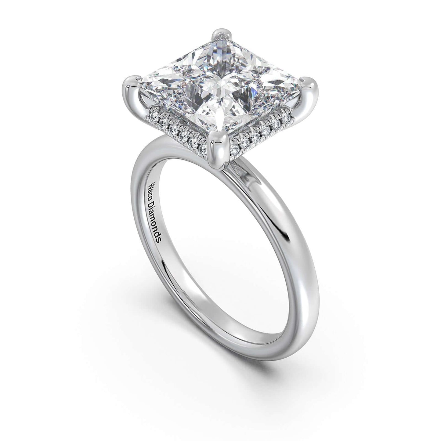 White Gold Princess Diamond Engagement Ring with Solitaire Band | Waco Diamonds Is Located In Waco, TX | Central Texas' #1 Engagement Ring Store With Lifetime Warranty
