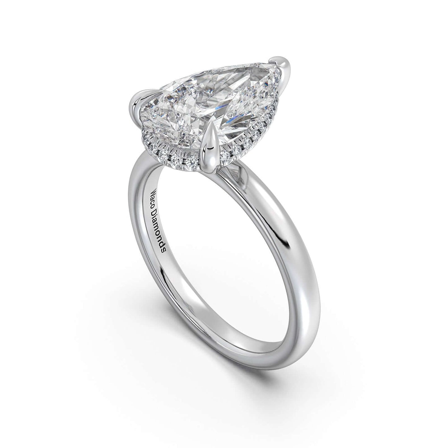 White Gold Pear Diamond Engagement Ring with Solitaire Band | Waco Diamonds Is Located In Waco, TX | Central Texas' #1 Engagement Ring Store With Lifetime Warranty