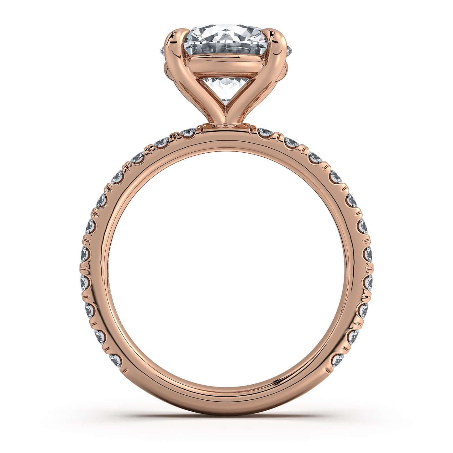 Rose Gold Round Diamond Engagement Ring with Pave Band | Waco Diamonds Is Located In Waco, TX | Central Texas' #1 Engagement Ring Store With Lifetime Warranty