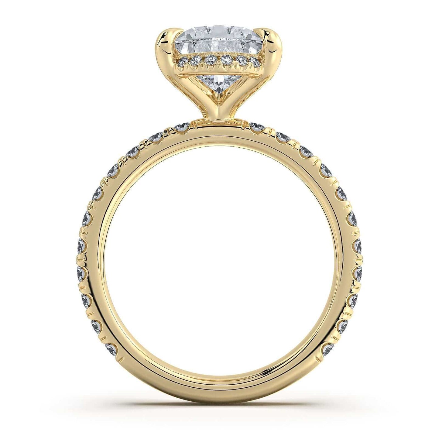 Yellow Gold Pear Diamond Engagement Ring with Pave Band With Hidden Halo | Waco Diamonds Is Located In Waco, TX | Central Texas' #1 Engagement Ring Store With Lifetime Warranty