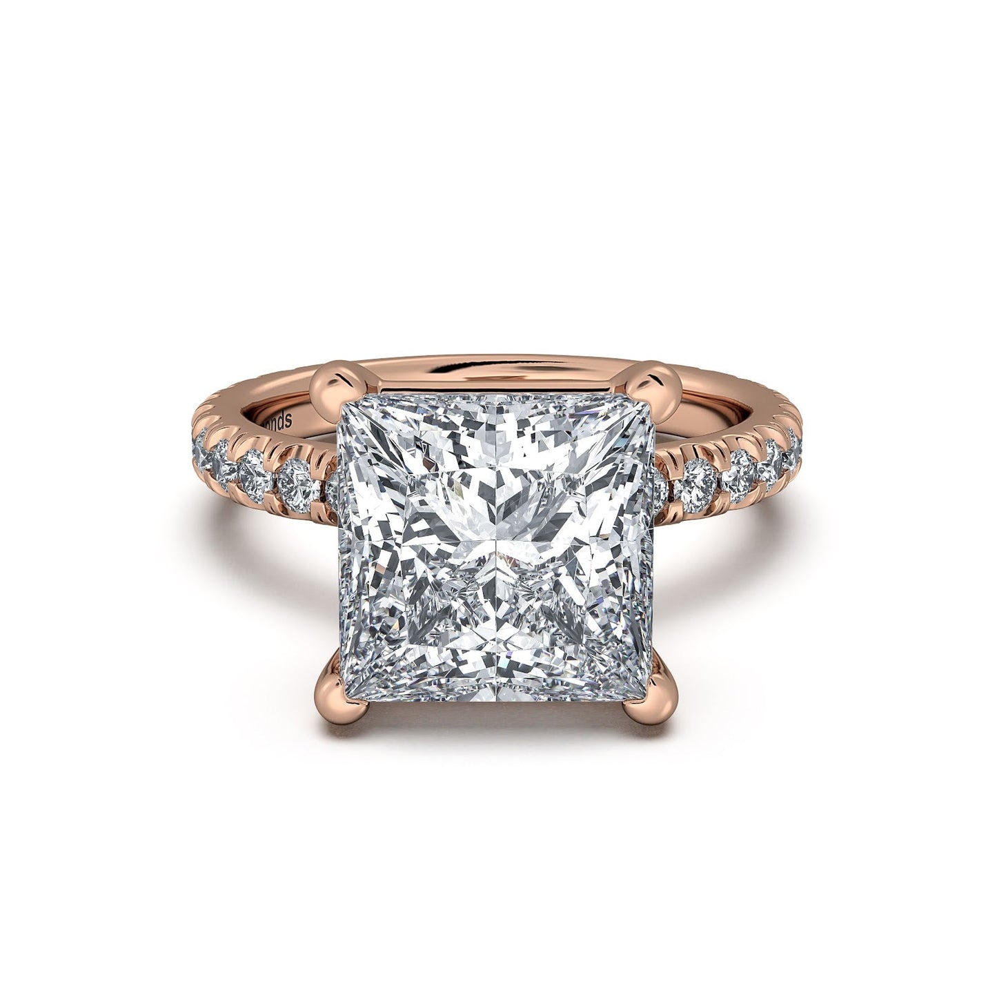 Rose Gold Princess Diamond Engagement Ring with Pave Band | Waco Diamonds Is Located In Waco, TX | Central Texas' #1 Engagement Ring Store With Lifetime Warranty