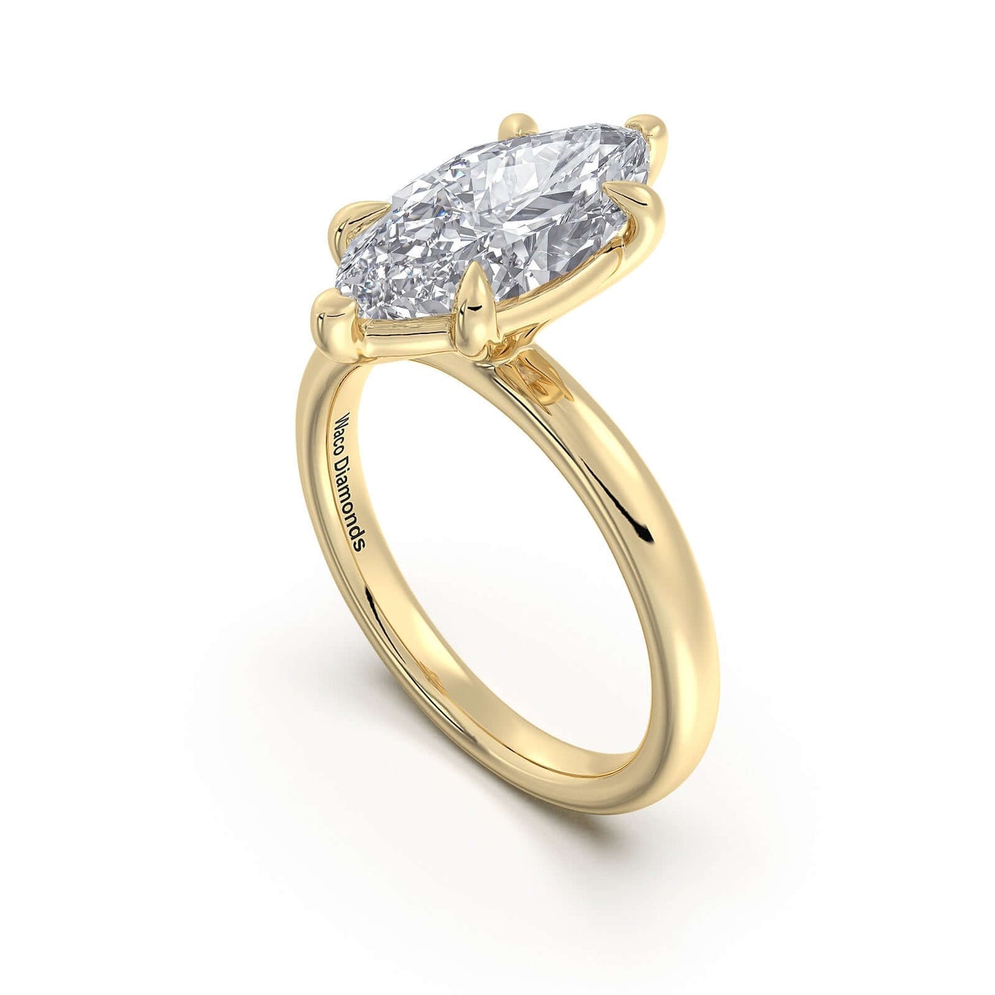 Yellow Gold Marquise Diamond Engagement Ring with Solitaire Band | Waco Diamonds Is Located In Waco, TX | Central Texas' #1 Engagement Ring Store With Lifetime Warranty