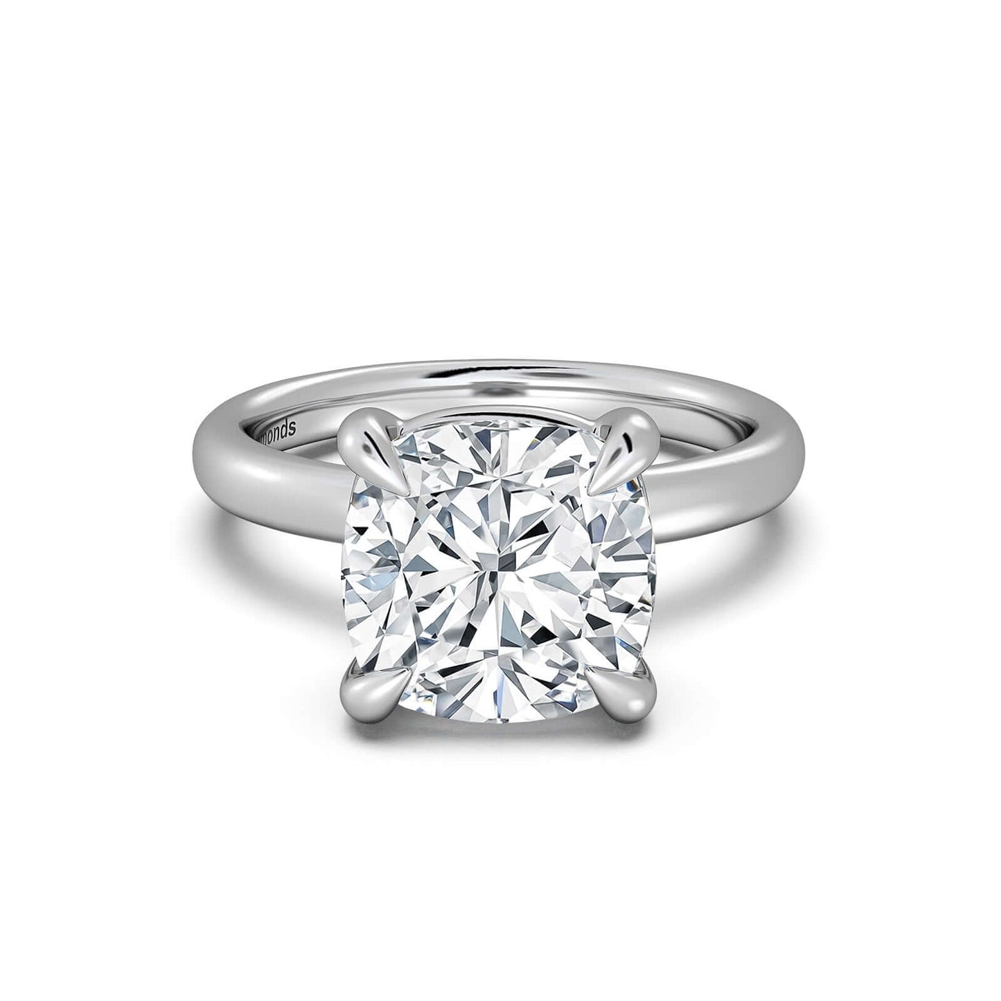 White Gold Cushion Diamond Engagement Ring with Solitaire Band | Waco Diamonds Is Located In Waco, TX | Central Texas' #1 Engagement Ring Store With Lifetime Warranty