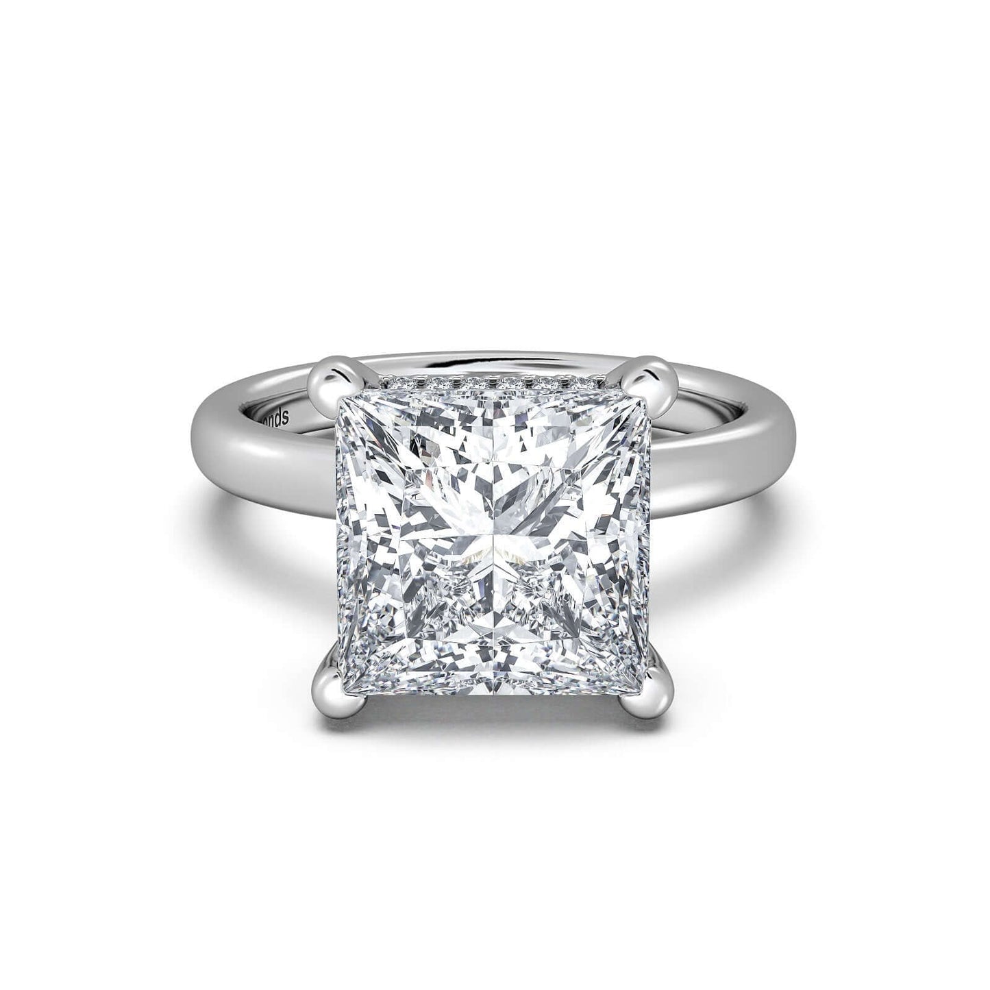 White Gold Princess Diamond Engagement Ring with Solitaire Band | Waco Diamonds Is Located In Waco, TX | Central Texas' #1 Engagement Ring Store With Lifetime Warranty