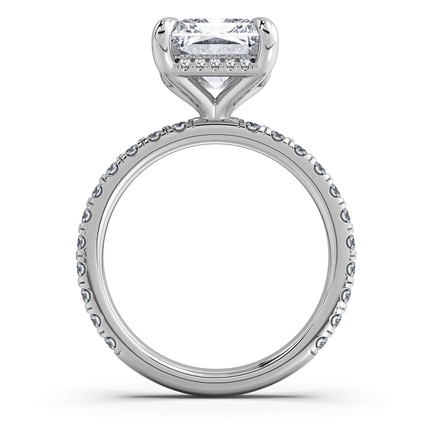 White Gold Radiant Diamond Engagement Ring with Pave Band | Waco Diamonds Is Located In Waco, TX | Central Texas' #1 Engagement Ring Store With Lifetime Warranty