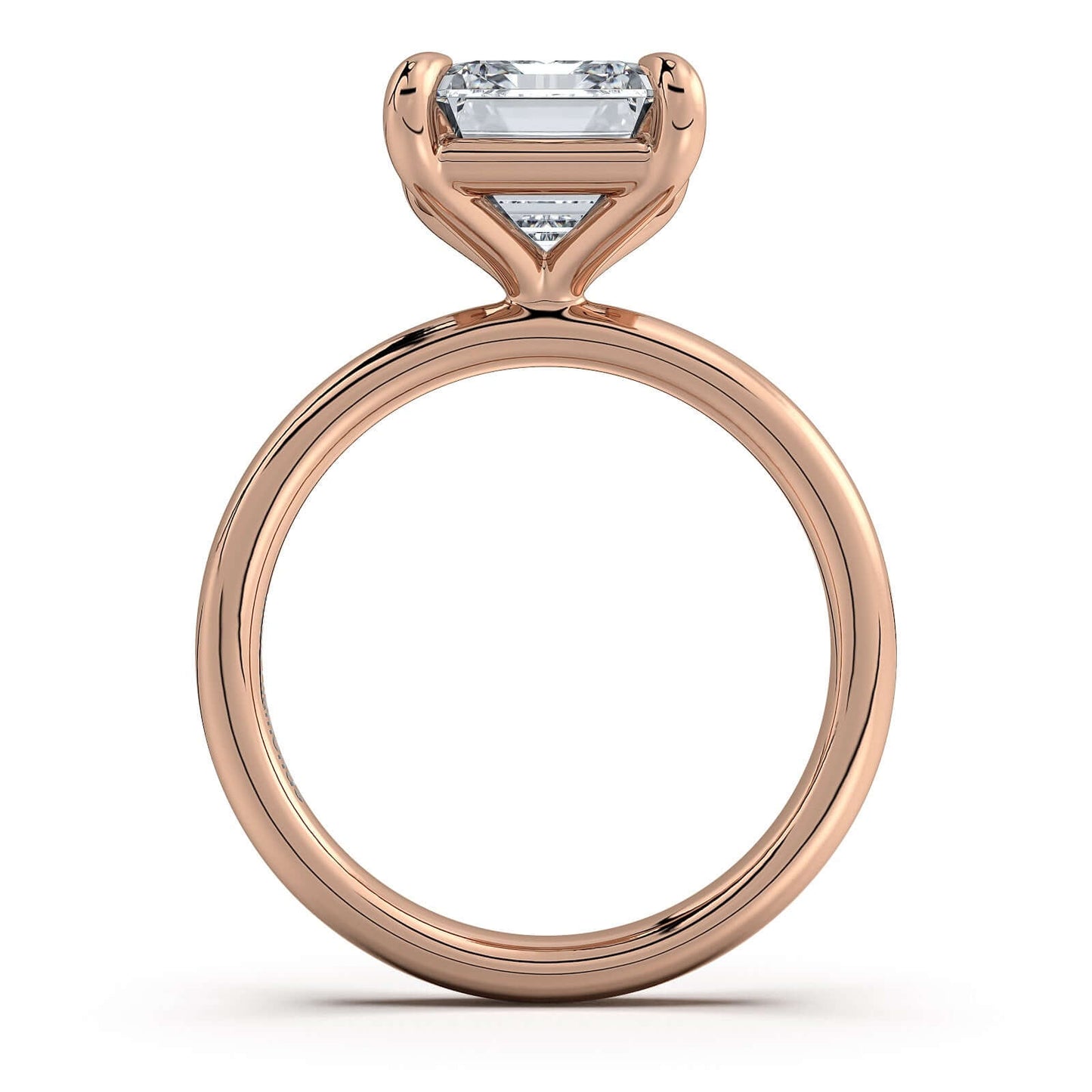 Rose Gold Emerald Diamond Engagement Ring with Solitaire Band | Waco Diamonds Is Located In Waco, TX | Central Texas' #1 Engagement Ring Store With Lifetime Warranty