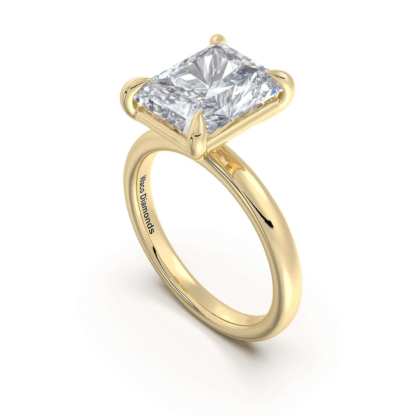Yellow Gold Radiant Diamond Engagement Ring with Solitaire Band | Waco Diamonds Is Located In Waco, TX | Central Texas' #1 Engagement Ring Store With Lifetime Warranty