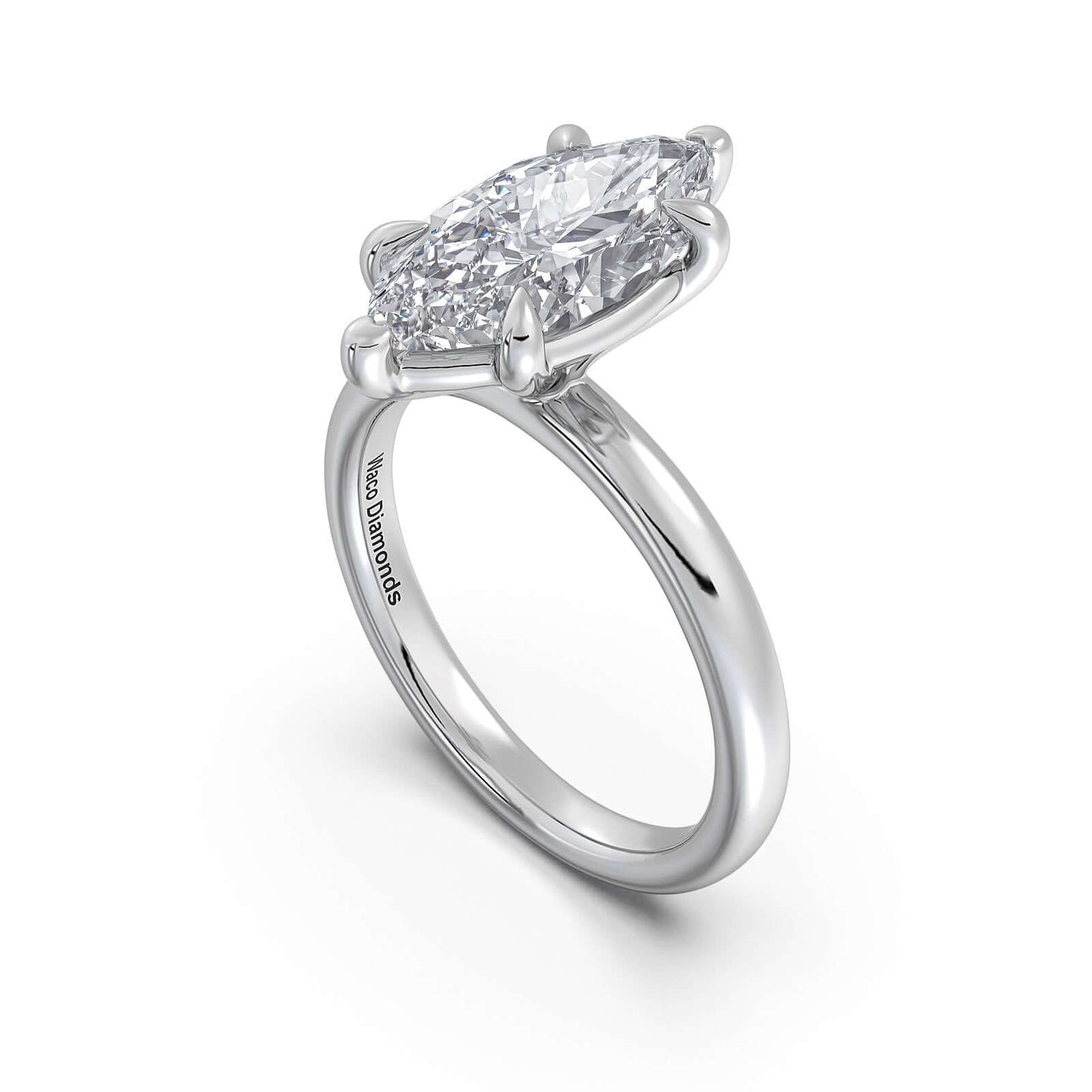 White Gold Marquise Diamond Engagement Ring with Solitaire Band | Waco Diamonds Is Located In Waco, TX | Central Texas' #1 Engagement Ring Store With Lifetime Warranty